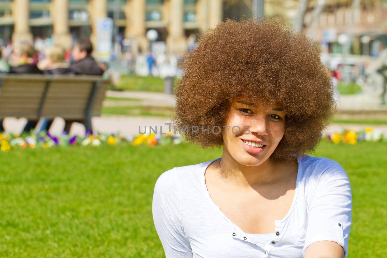 Young woman in the city park