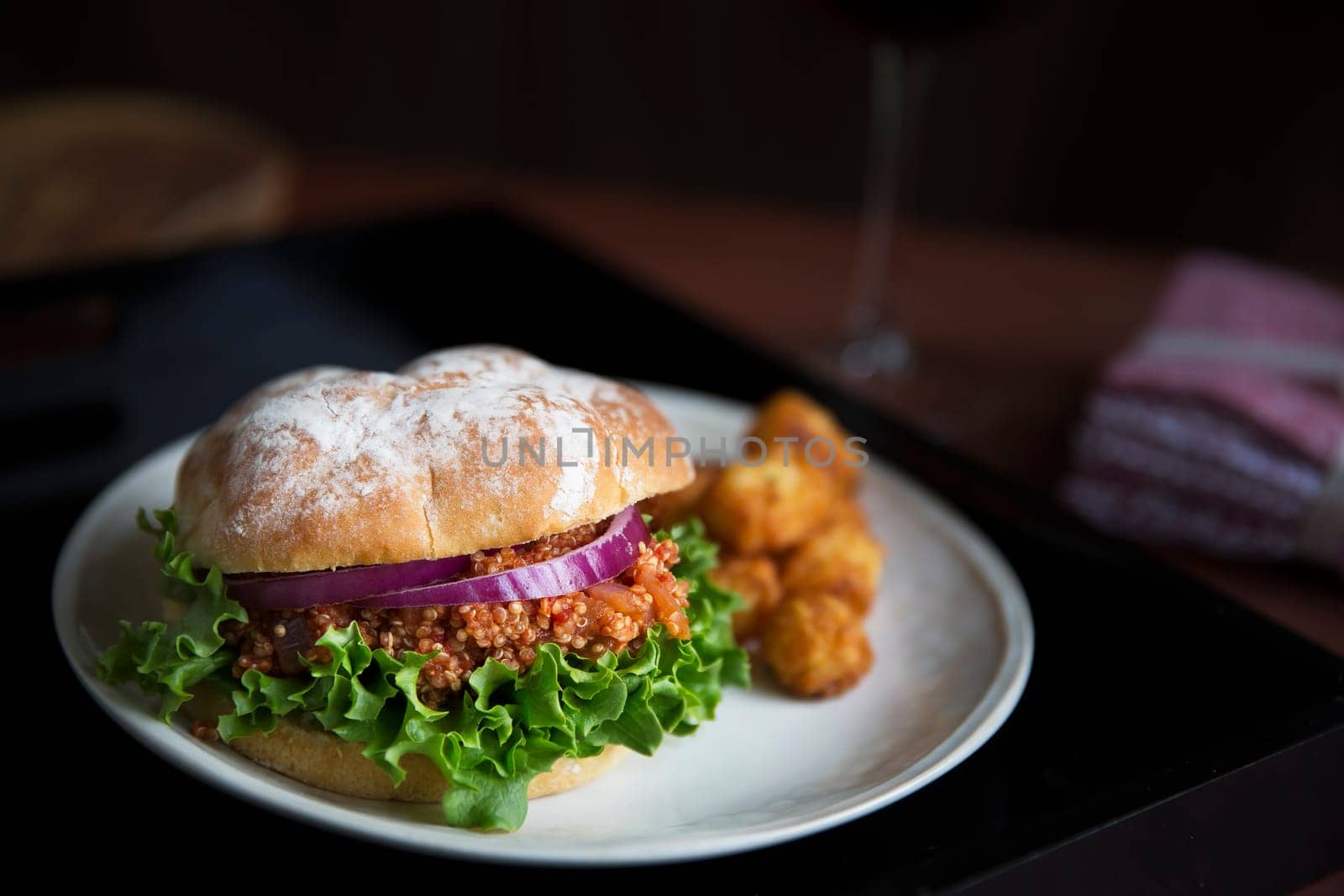 Healthy vegan quinoa sloppy joe, just as messy as the meat version.