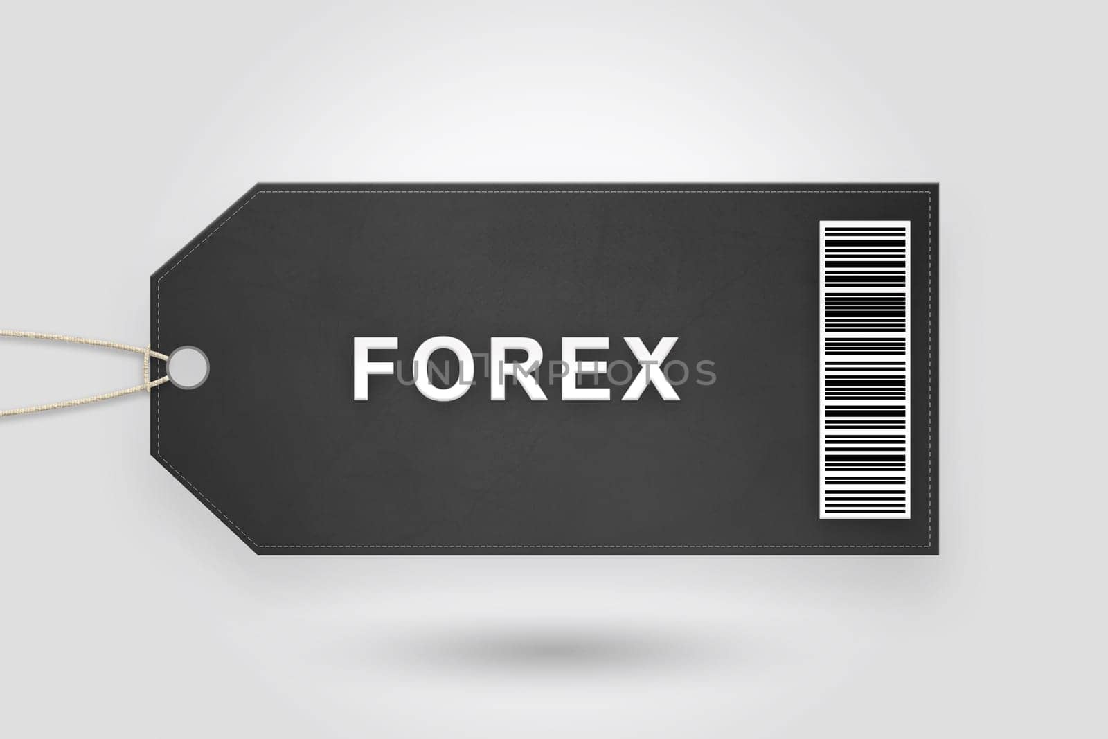 FOREX or Foreign Exchange price tag with barcode and grey radial gradient background