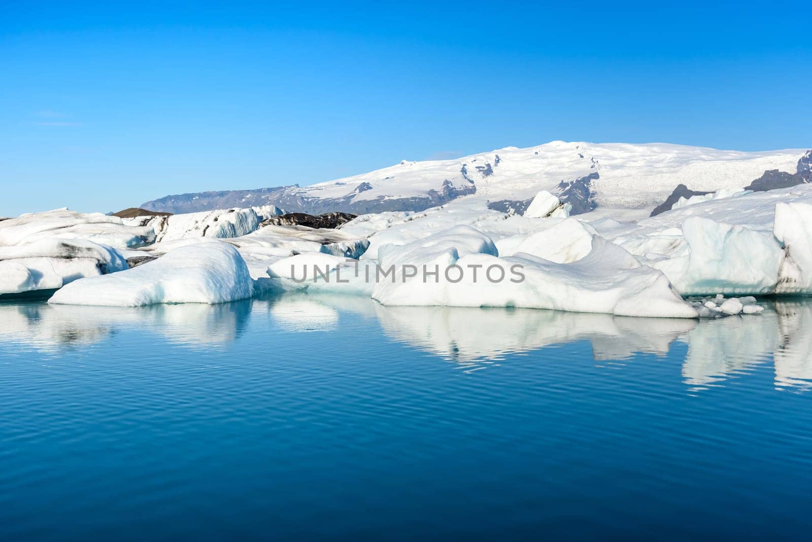 Beautiful view of icebergs in Jokulsarlon glacier lagoon, Iceland   selective focus