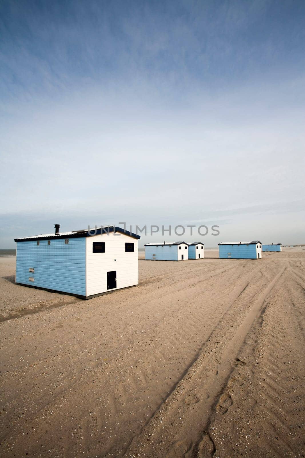 Huts on the beach in Hoek van Holland, the Netherlands