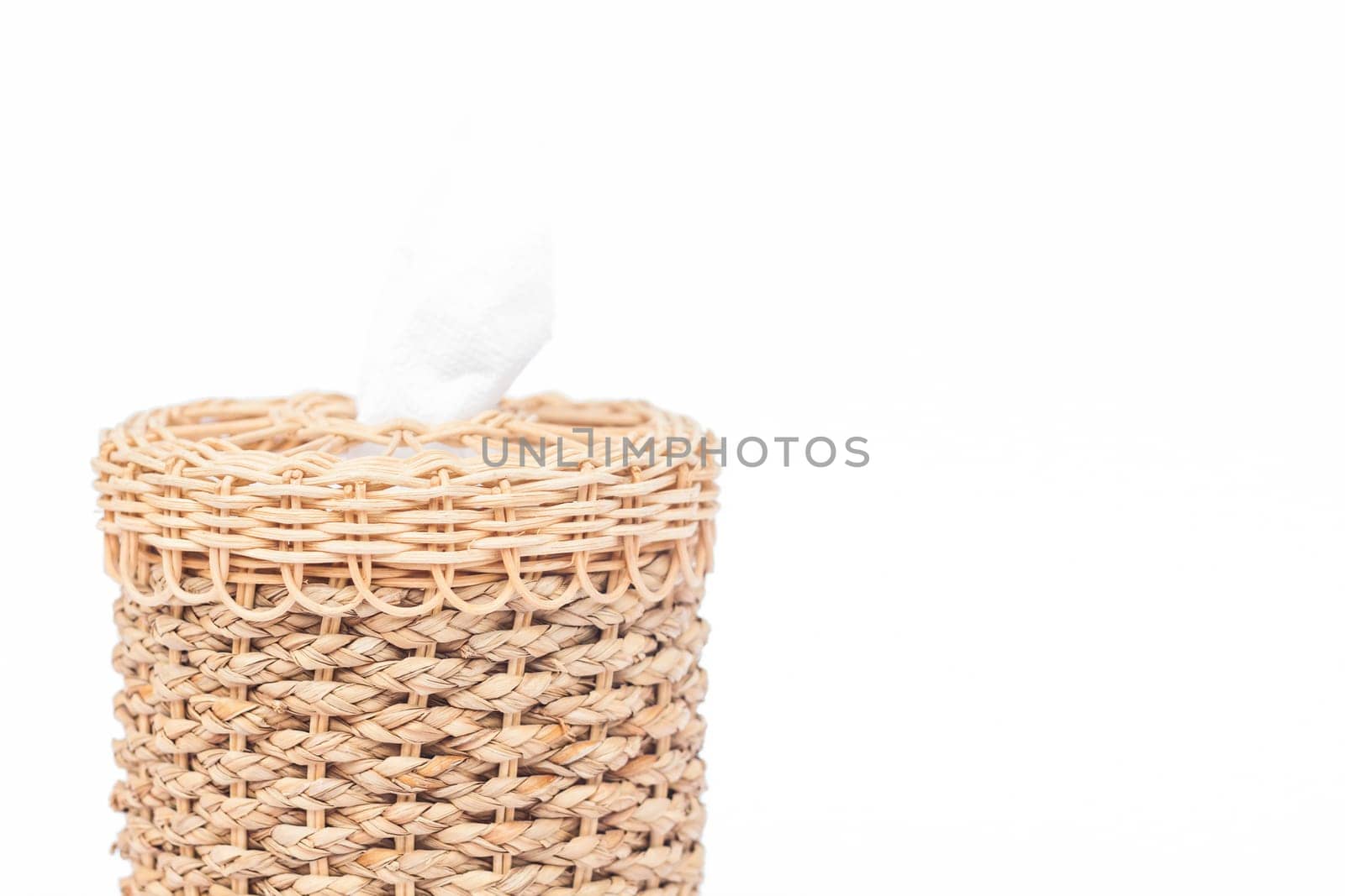 Craft weave tissue paper box on white background