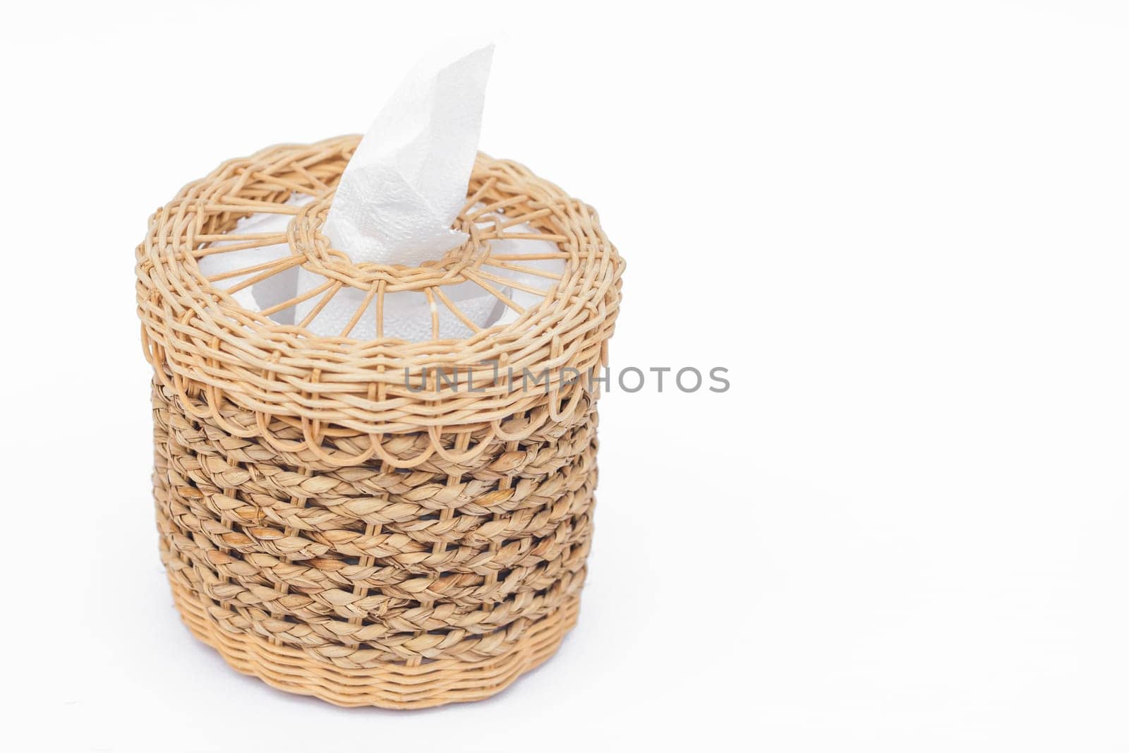 Craft weave tissue paper box on white background