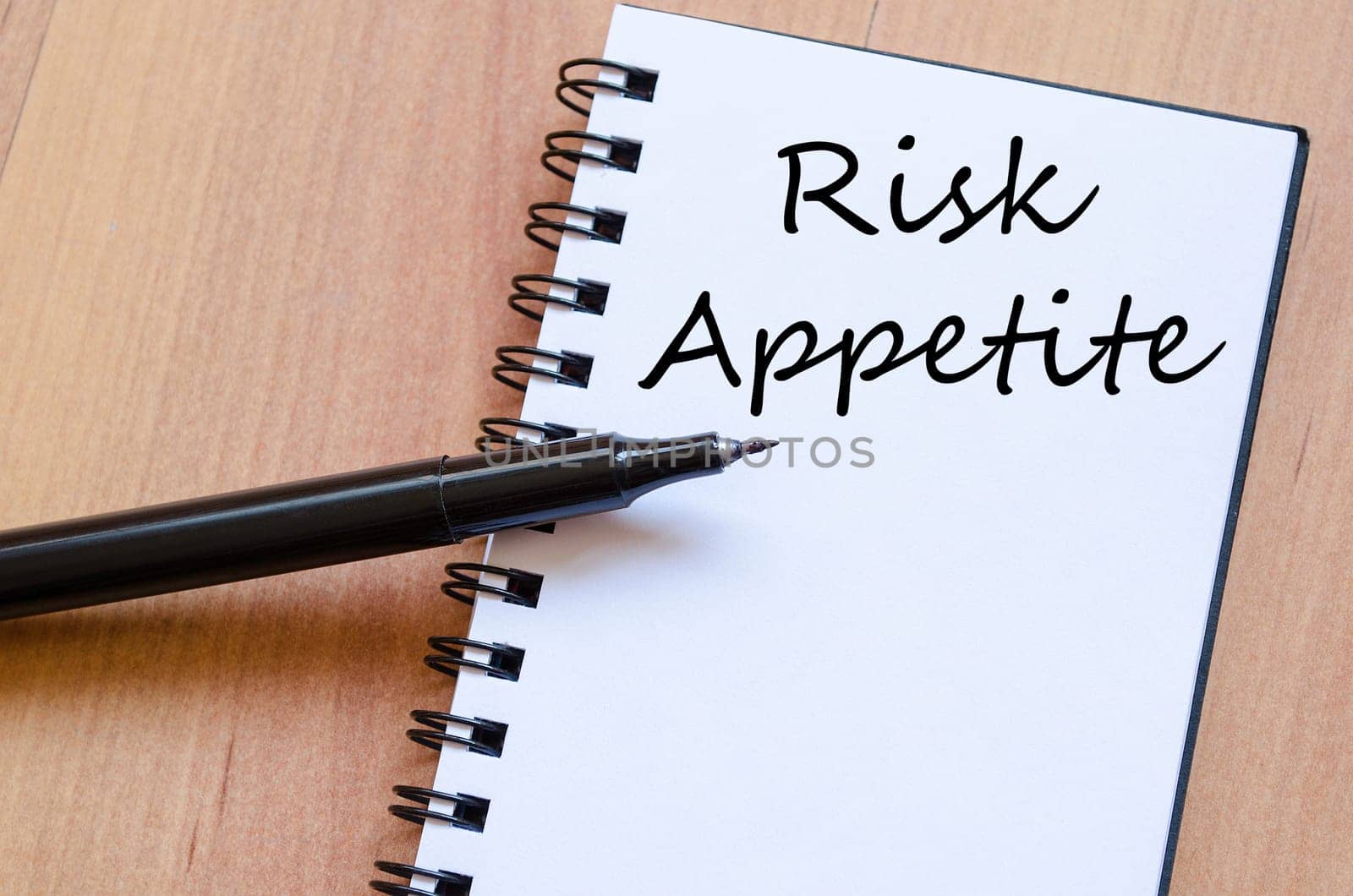 Risk appetite text concept write on notebook with pen