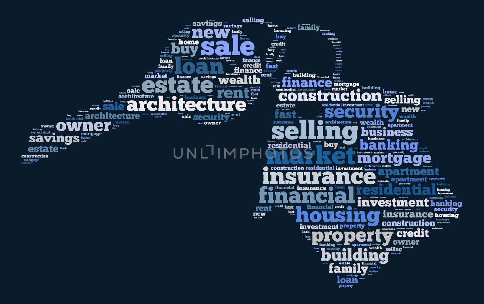 Insurance word cloud concept on key and house shape