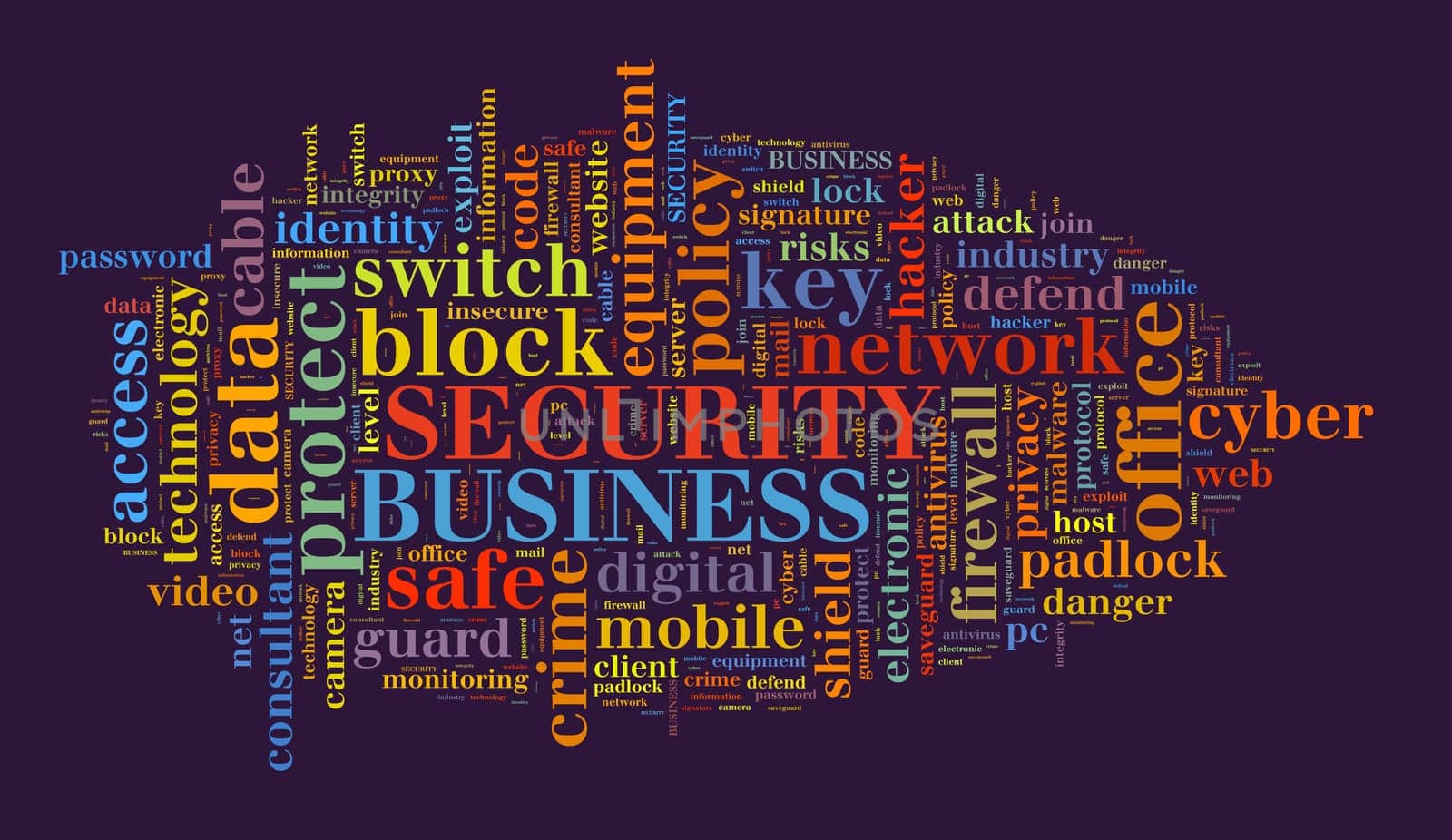 Security word cloud  illustration concept over dark background