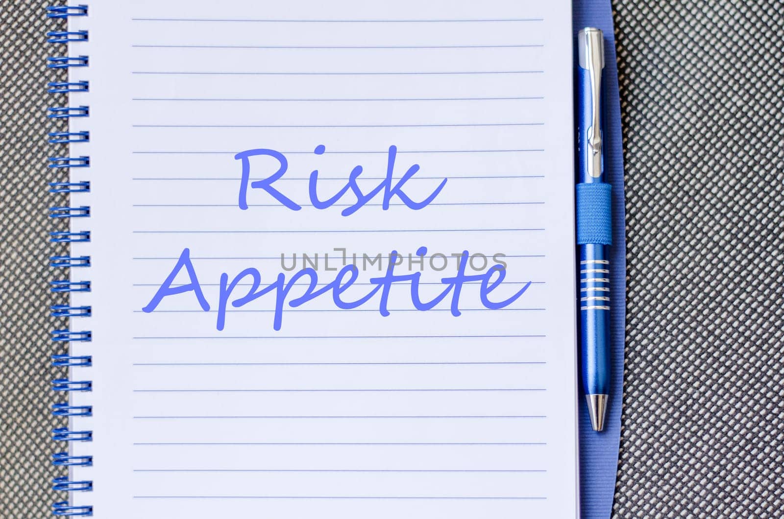 Risk appetite text concept write on notebook with pen