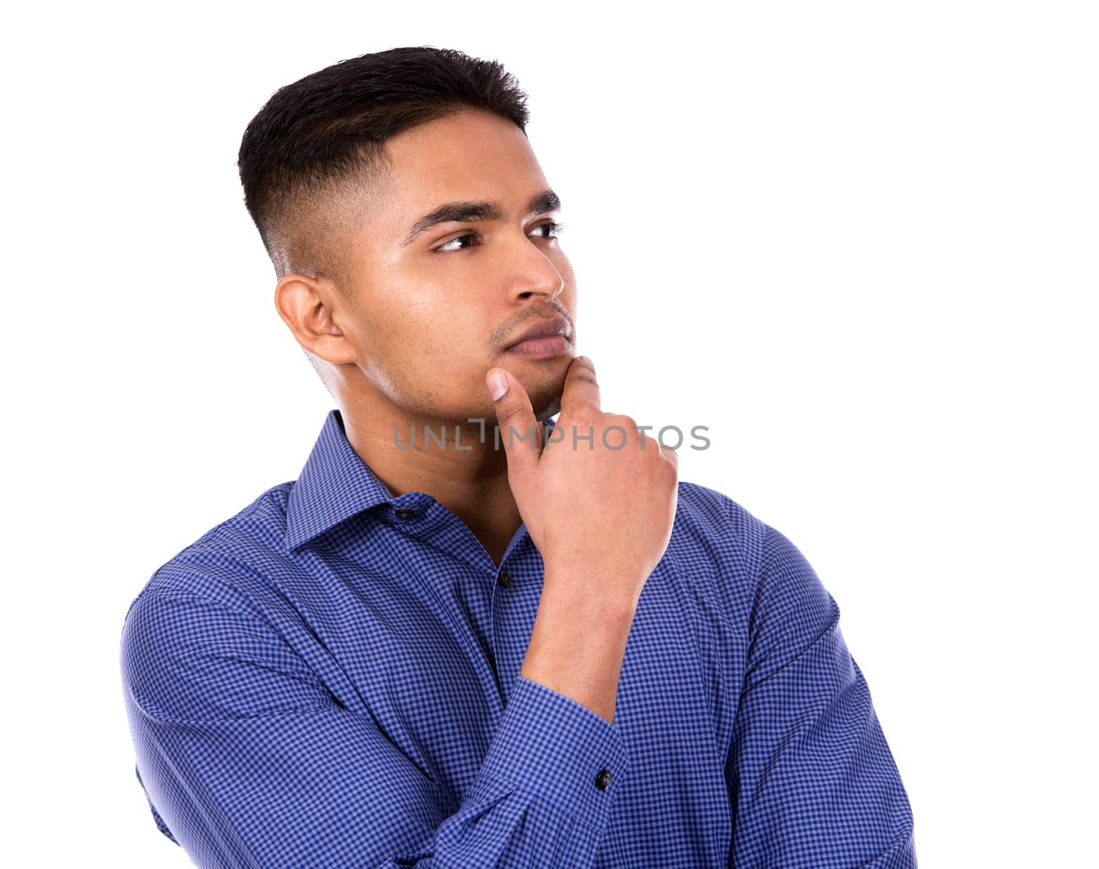 young business man posing on white isolated background
