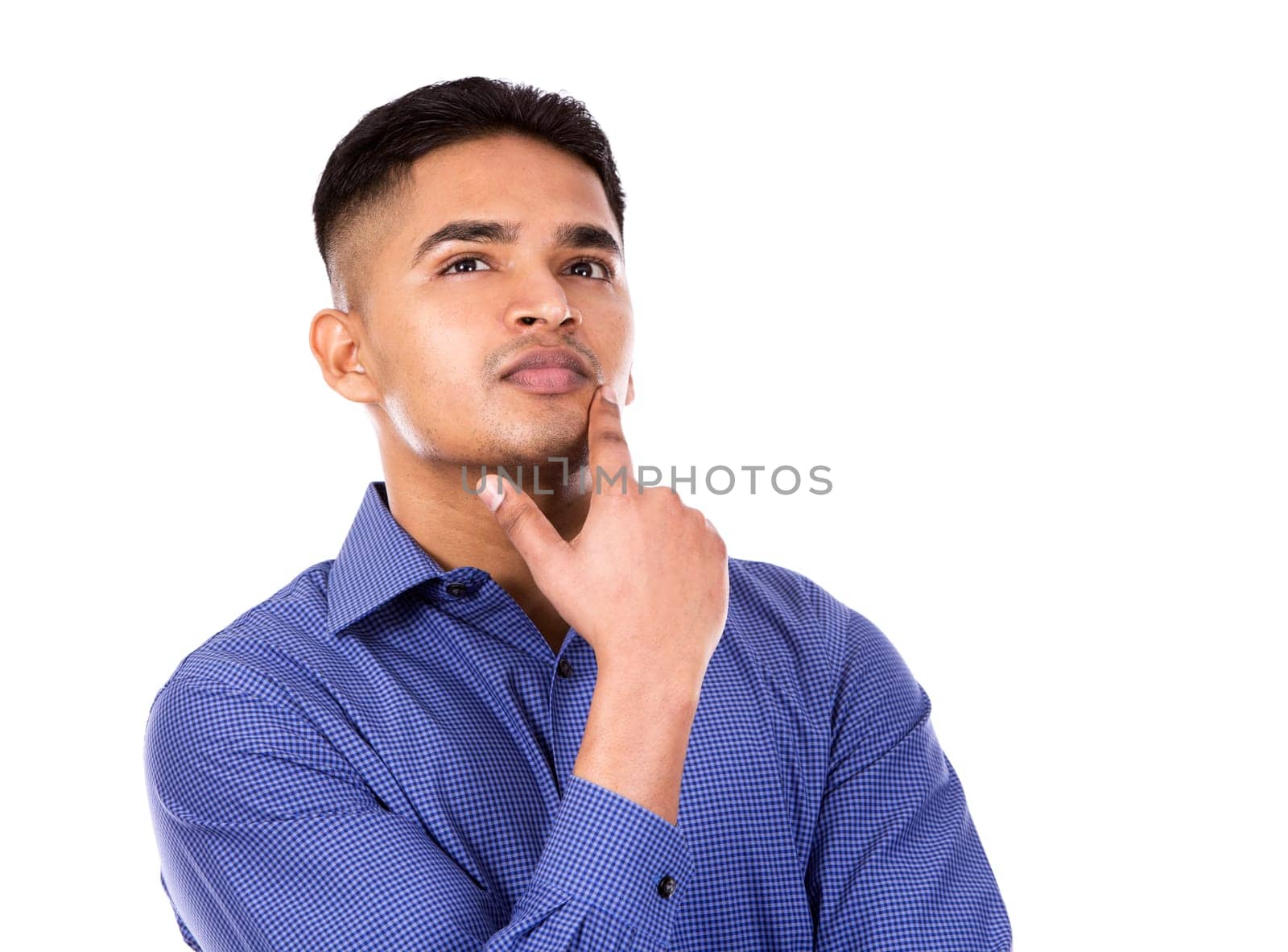 young business man posing on white isolated background