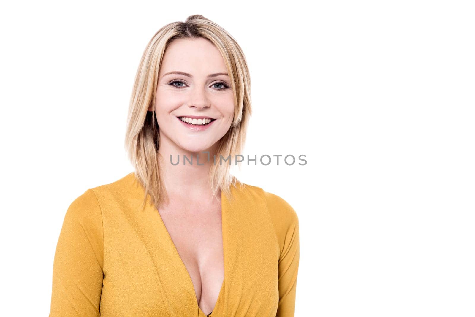 Portrait of happy woman posing to camera