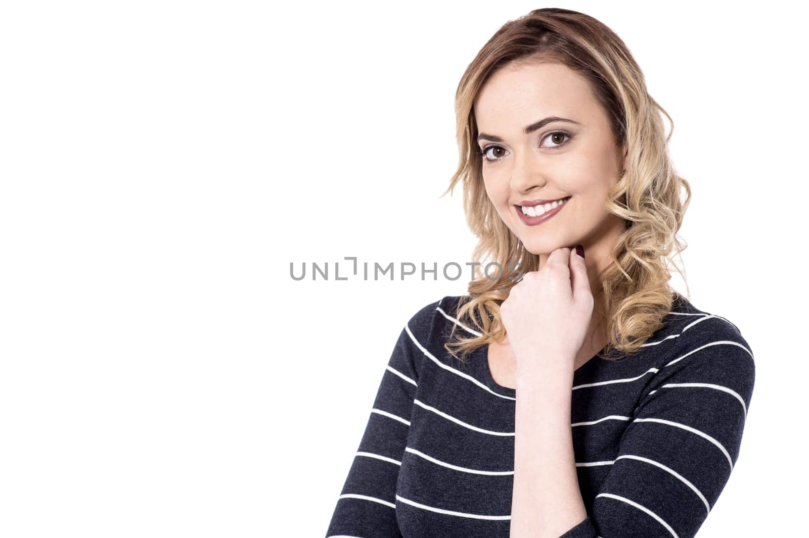 Attractive woman posing over white