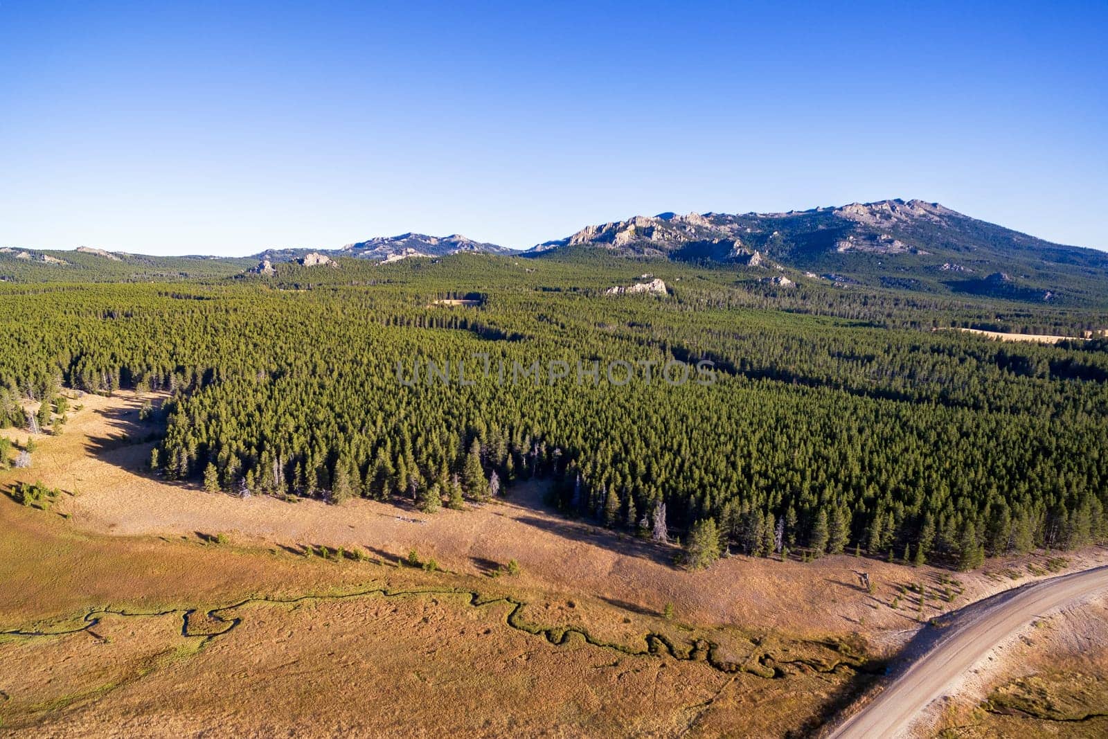 Aerial view of the Bighorn Mountains in Wyoming