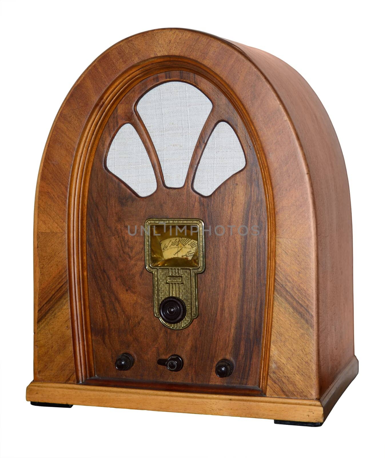 Old retro radio used at home, isolated on white.