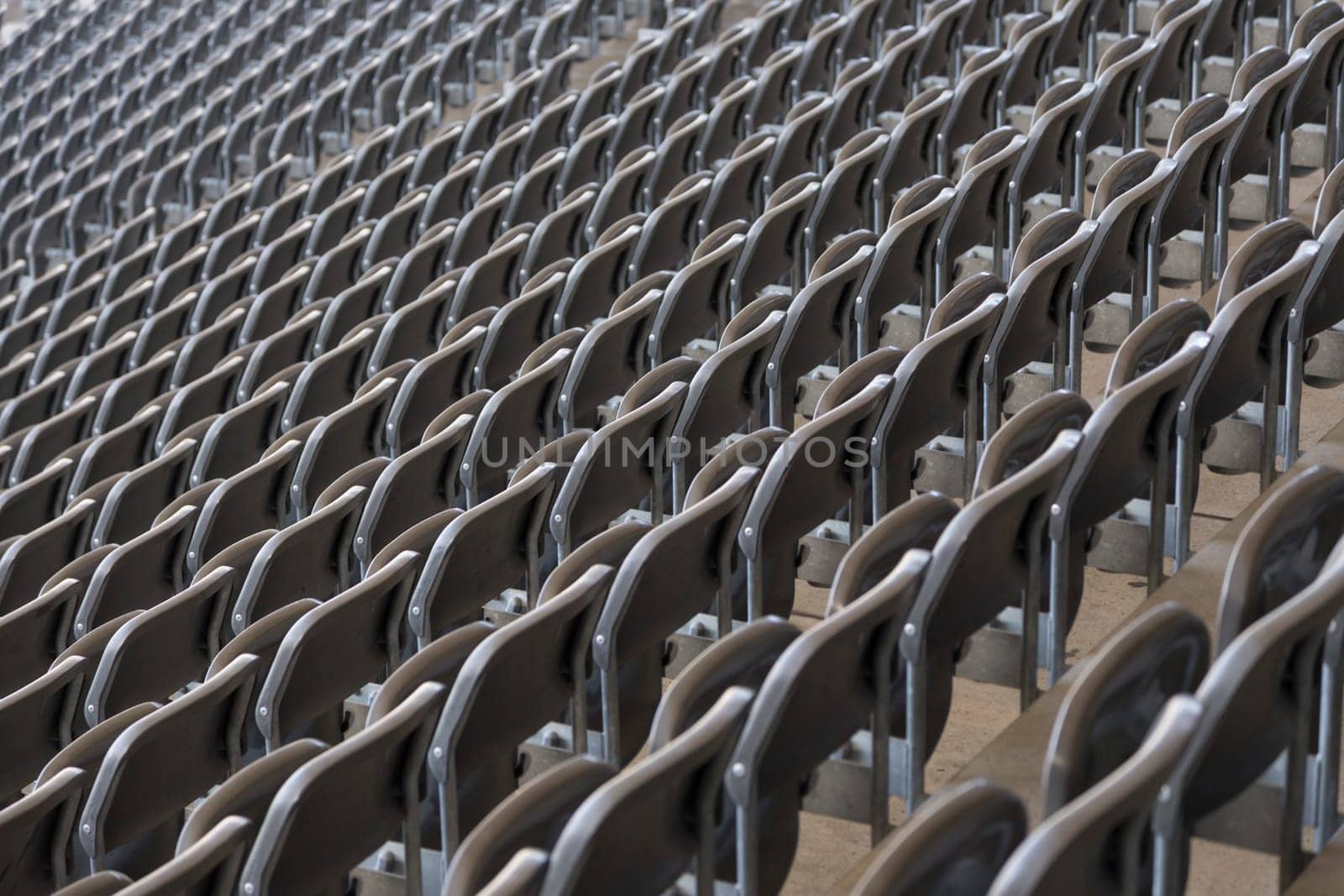 Rows of chairs in a football stadium