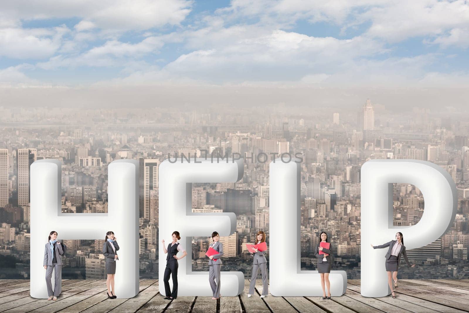Concept of partner, friends,collaborate with group of business people stand with 3d text.