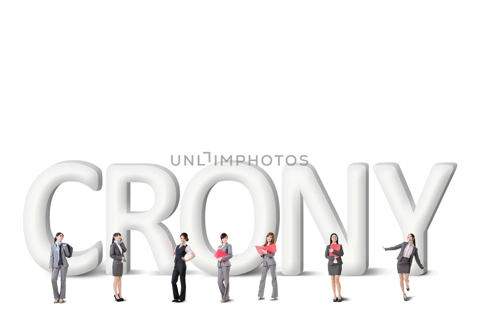 Concept of partner, friends,collaborate with group of business people stand with 3d text.