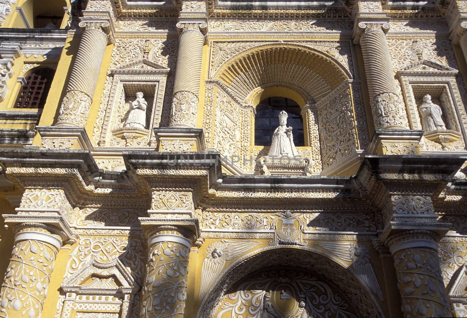 the church senora de la nerced in the old town in the city of Antigua in Guatemala in central America.