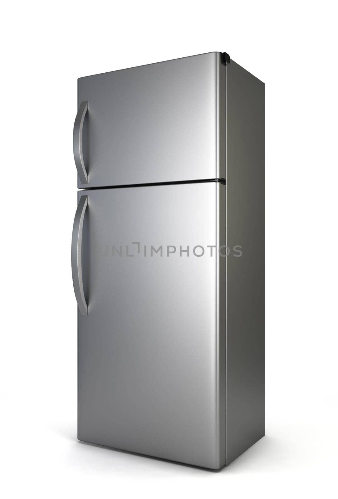 Steel fridge. 3d illustration isolated on white background