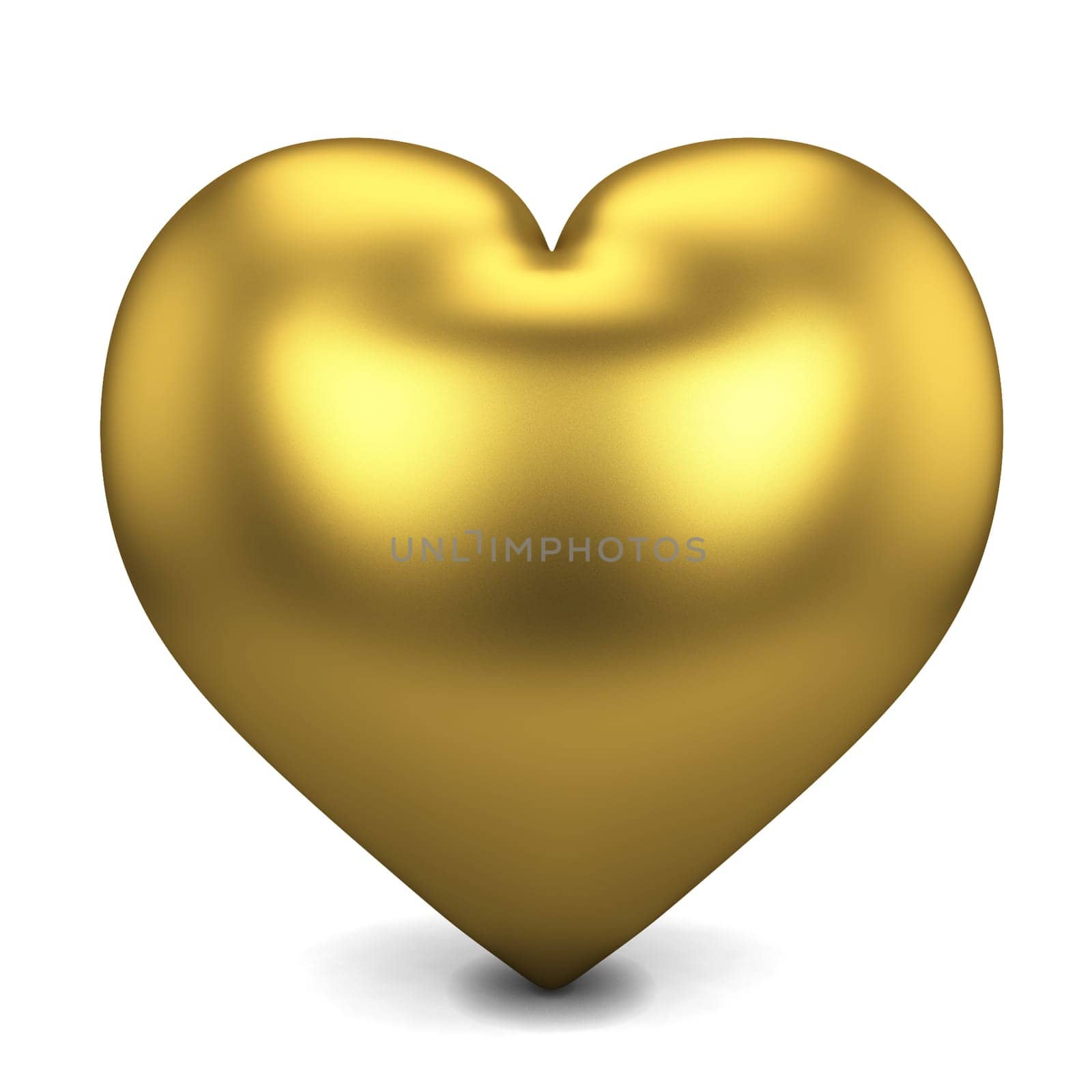 Golden heart. 3d illustration isolated on white background
