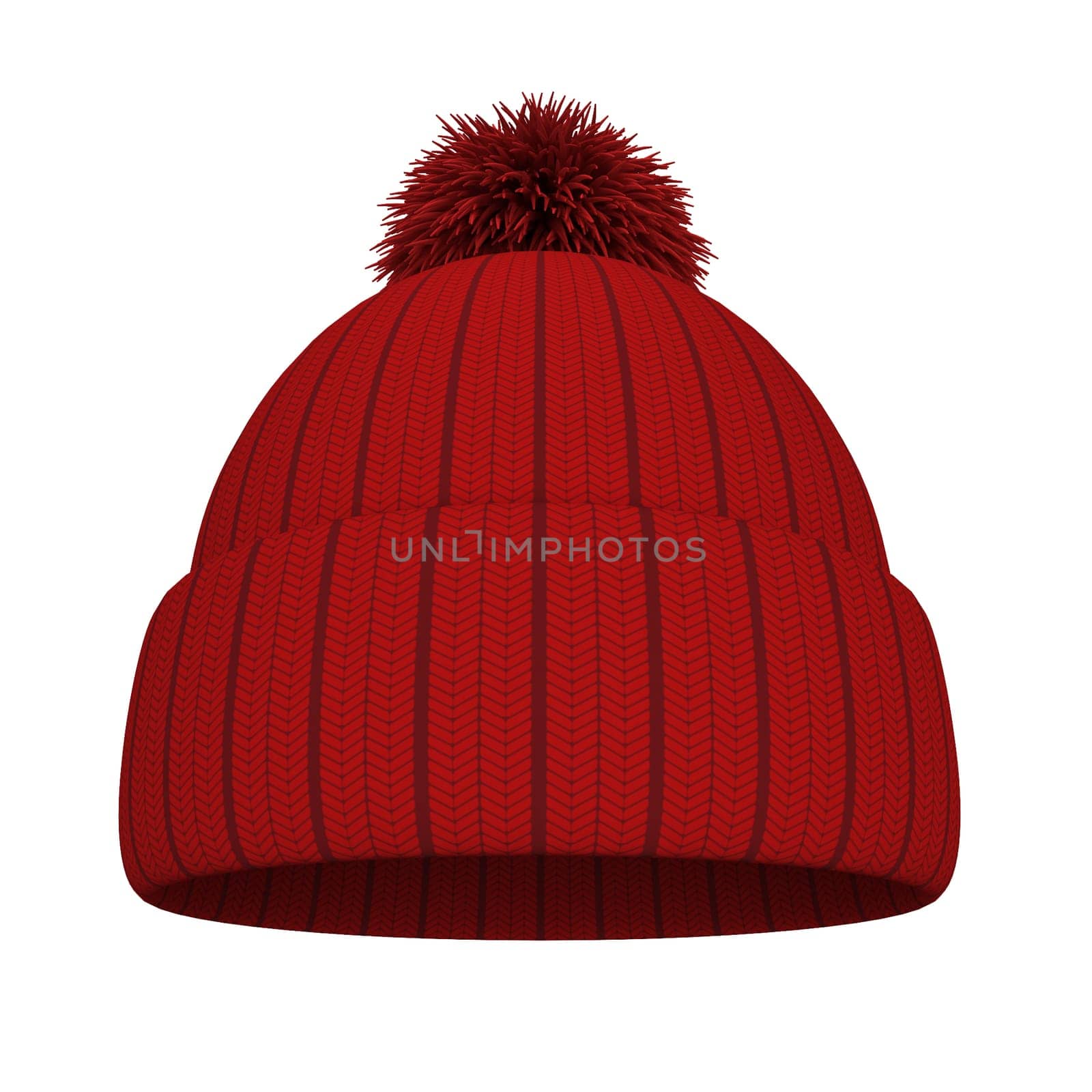 Knitted hat. 3d illustration isolated on white background