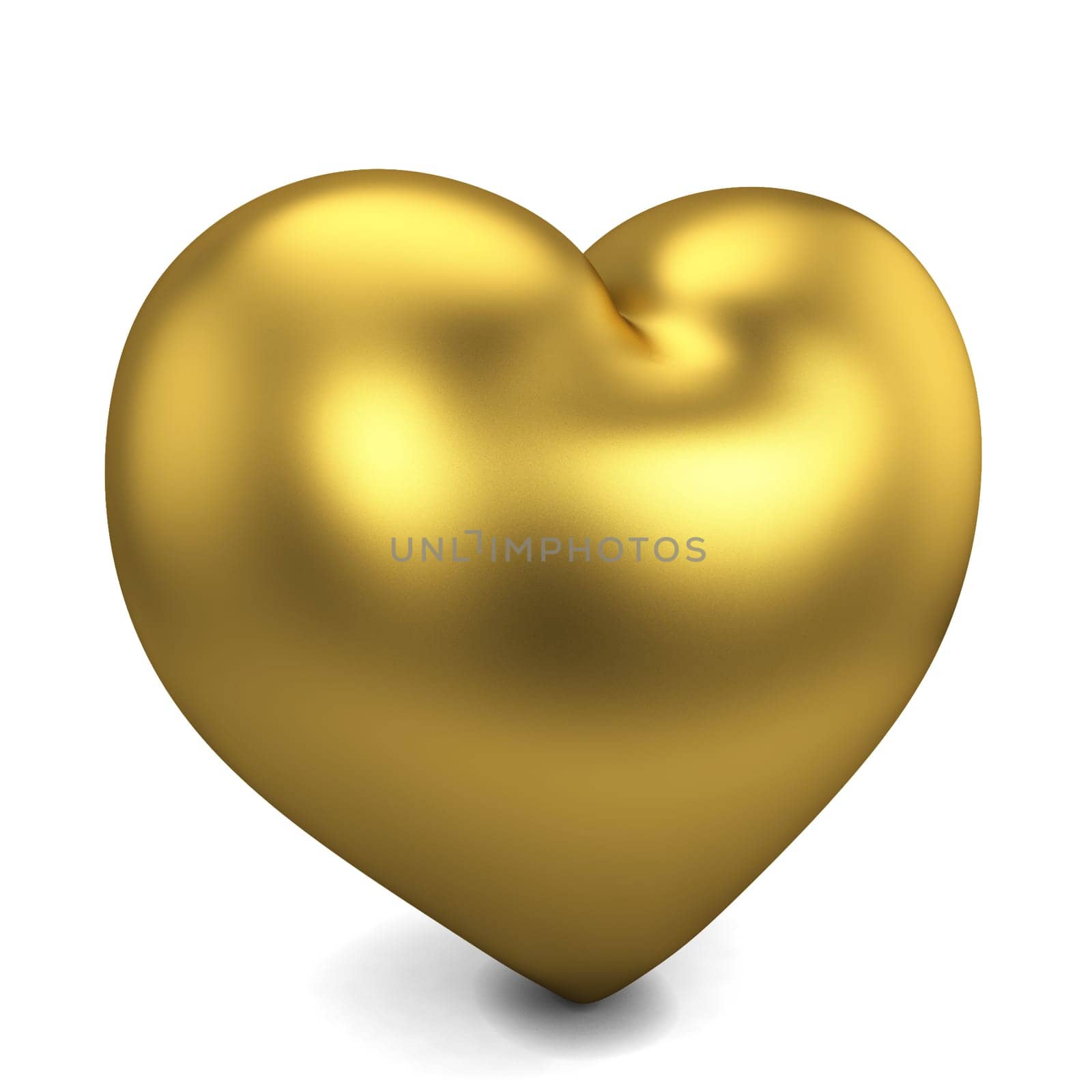 Golden heart. 3d illustration isolated on white background