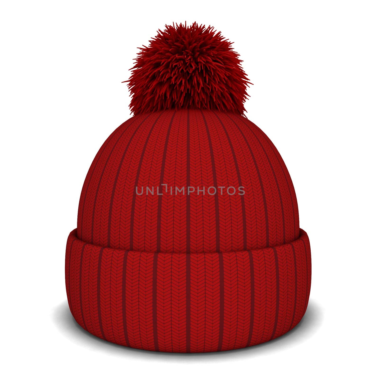 Knitted hat. 3d illustration isolated on white background