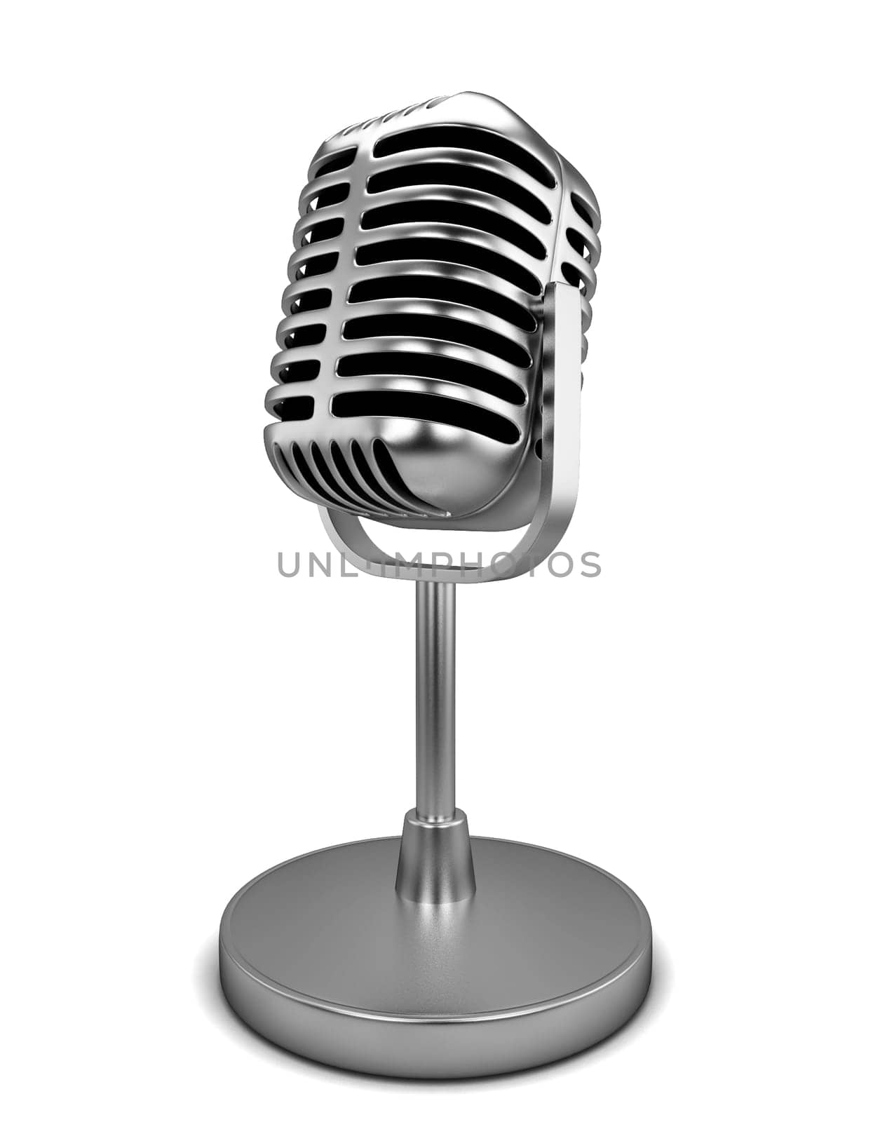 Retro microphone. 3d illustration isolated on white background