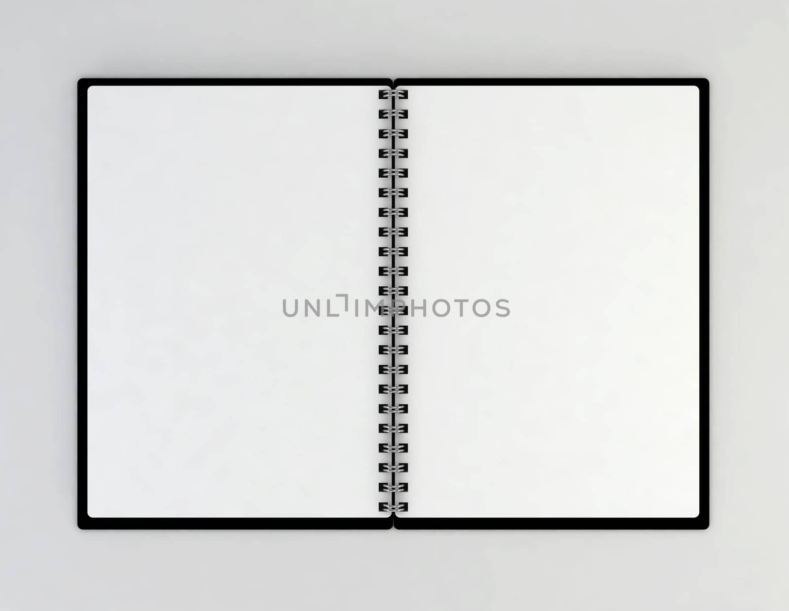 Opened notebook. 3d illustration on gray background
