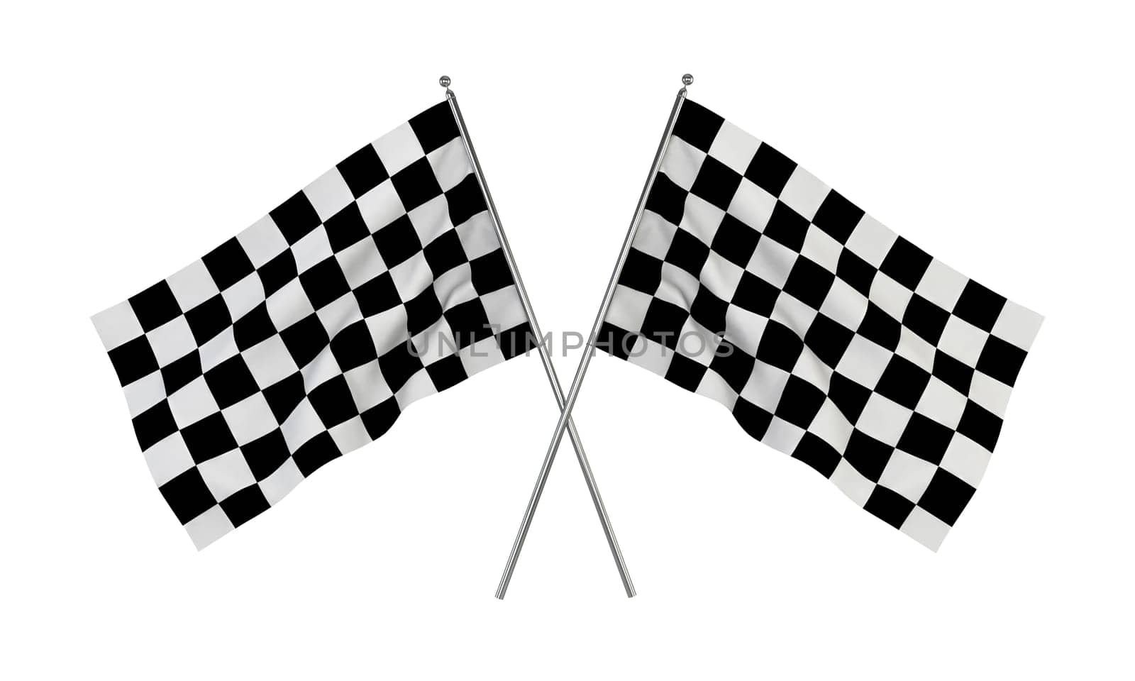 Racing flags. 3d illustration isolated on white background