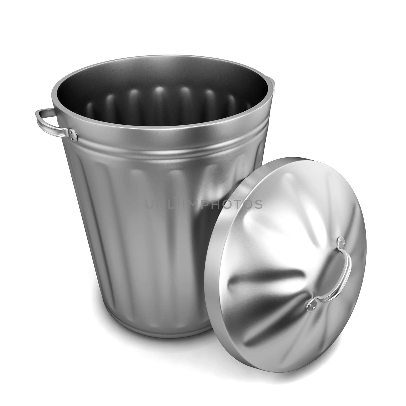Trash can. 3d illustration isolated on white background