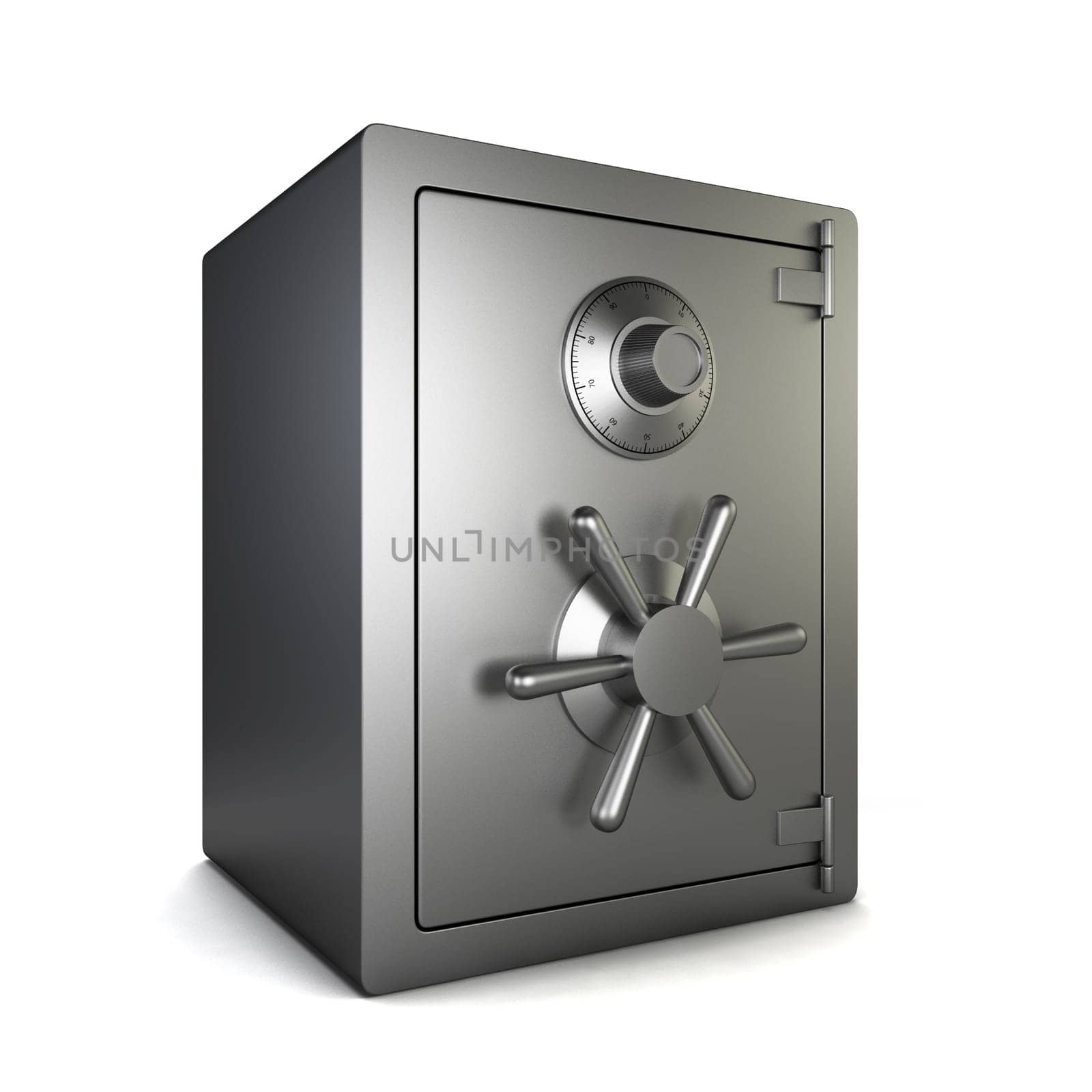 Metal safe. 3d illustration isolated on white background