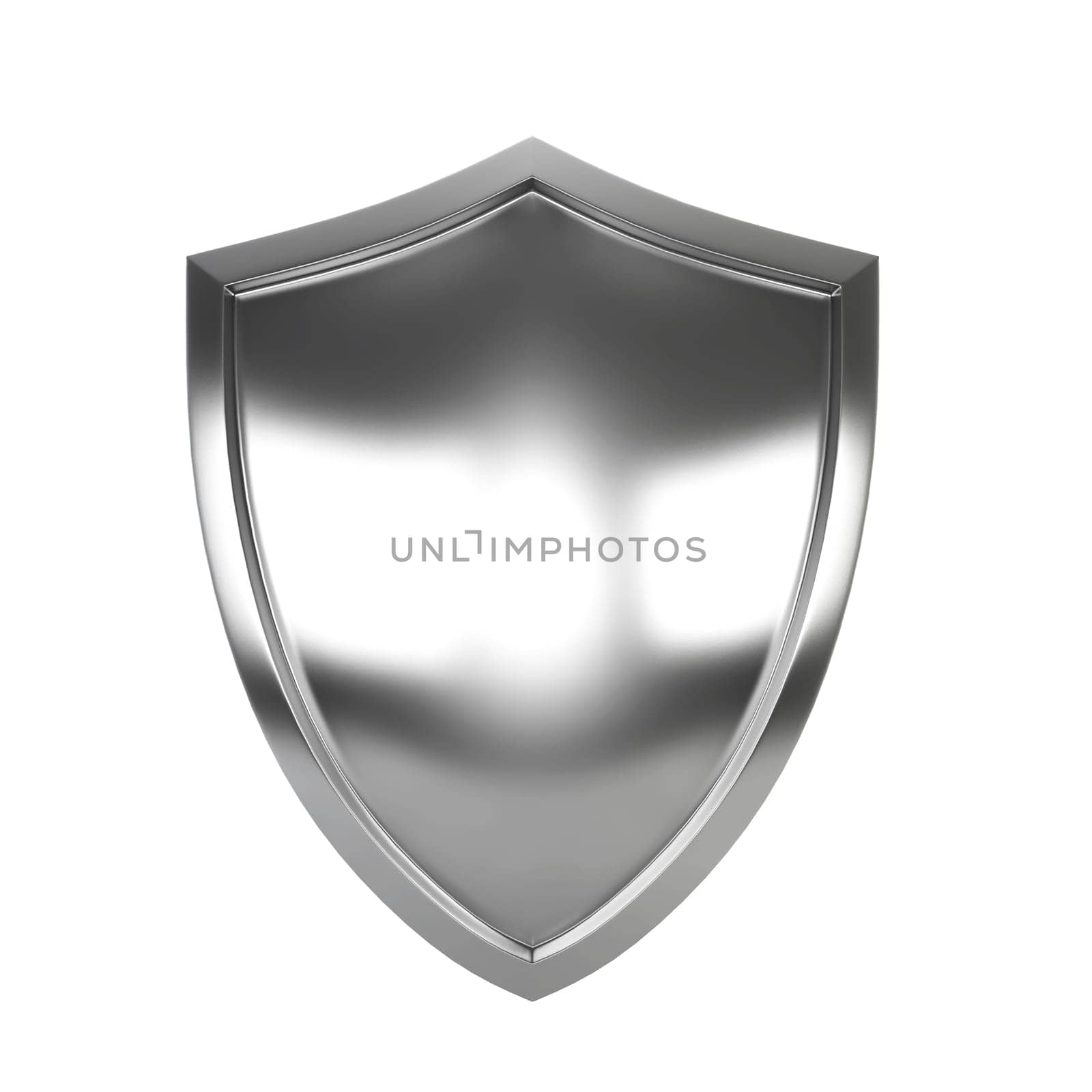 Steel shield. 3d illustration isolated on white background