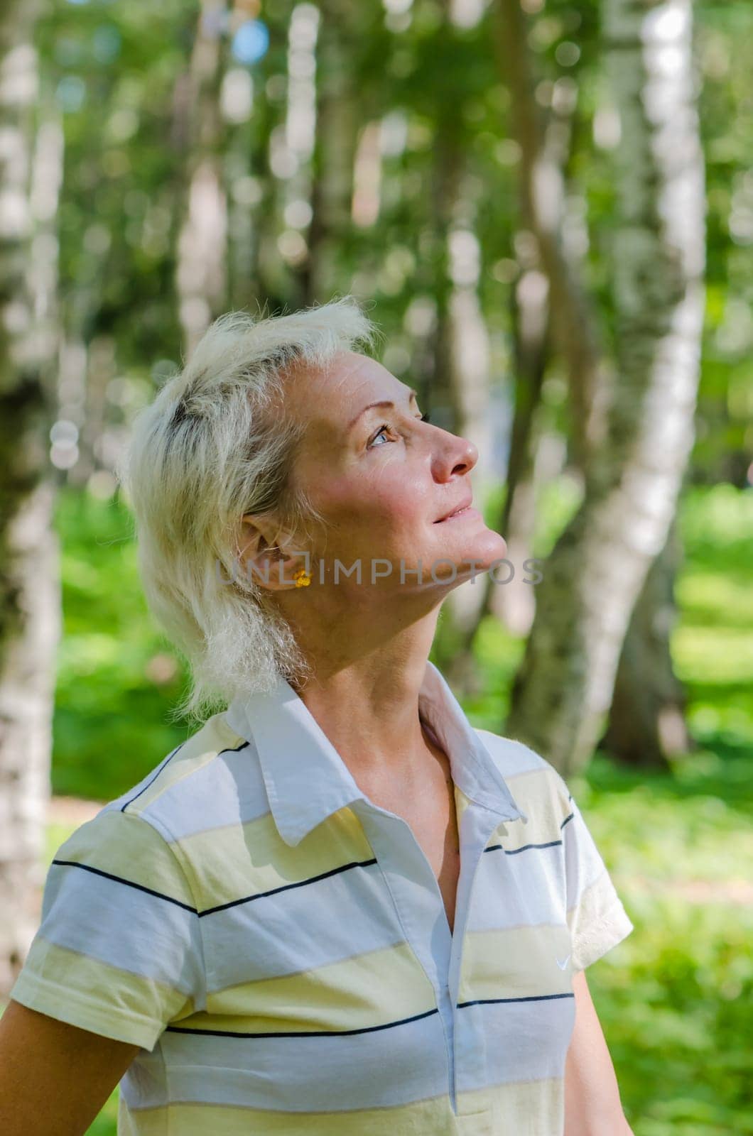 Portrait of the woman in a birch wood