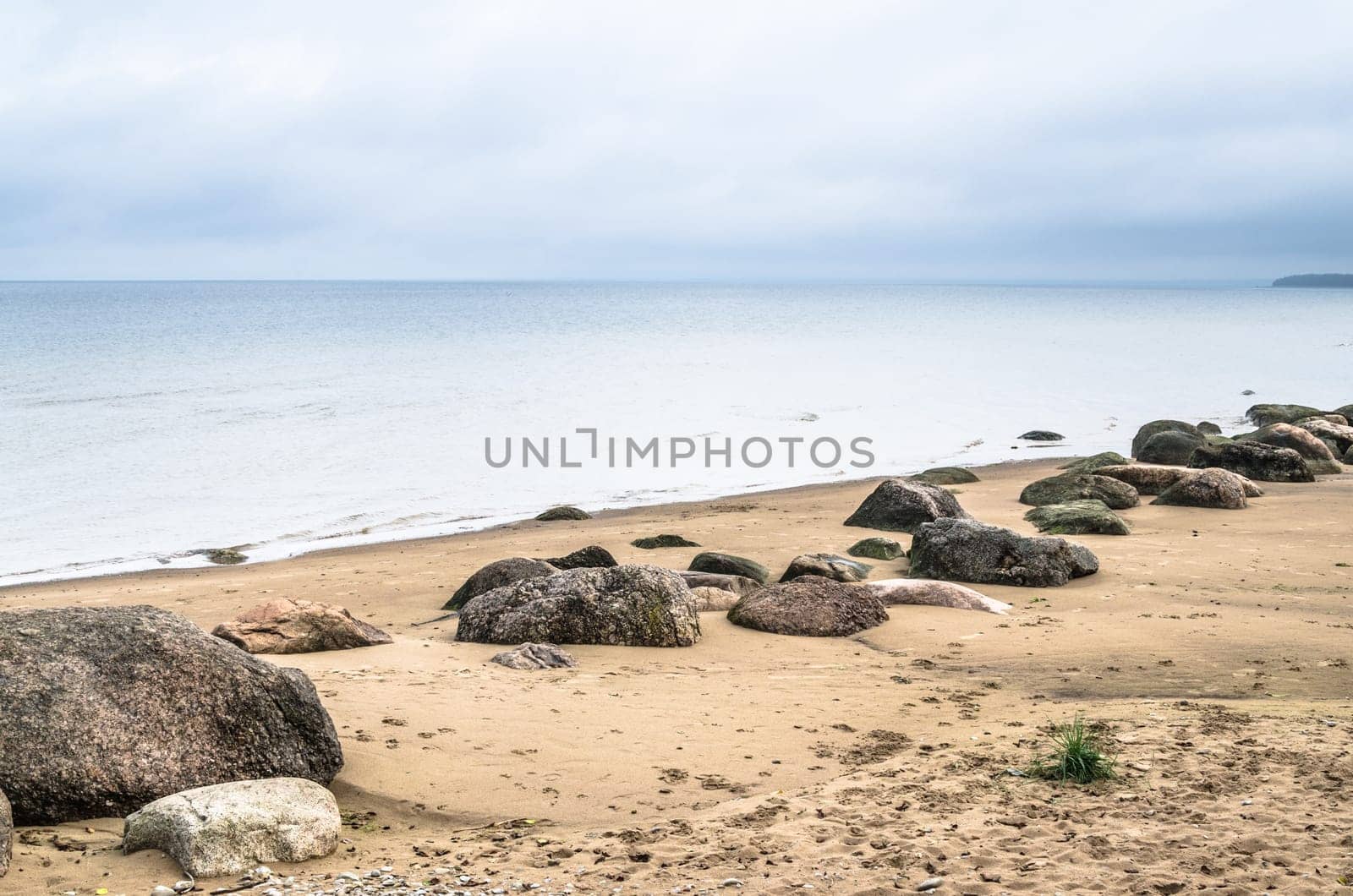 Rocky beach on the Gulf of Finland. Sillamae, Estonia