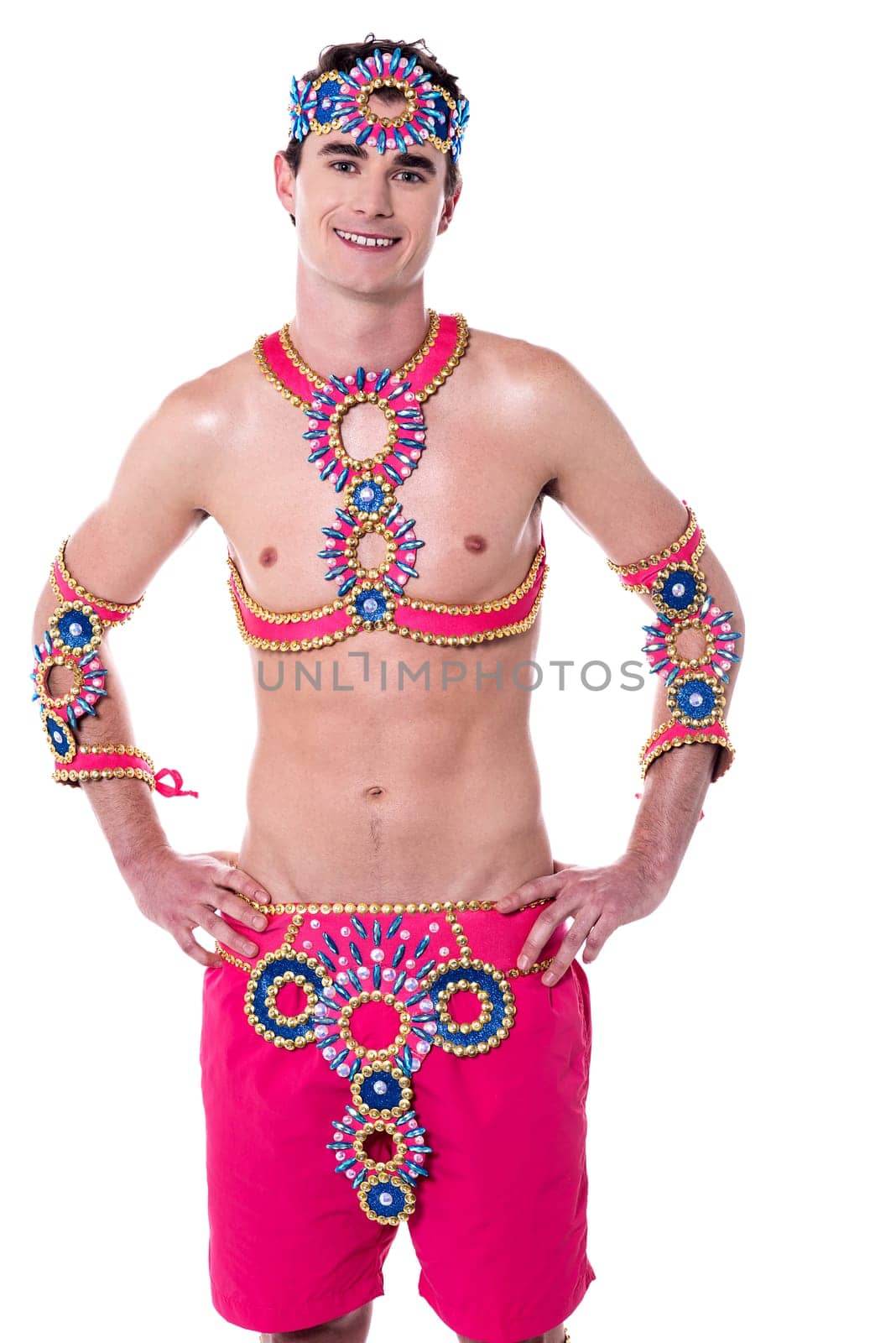 Male dancer posing with hands on his waist