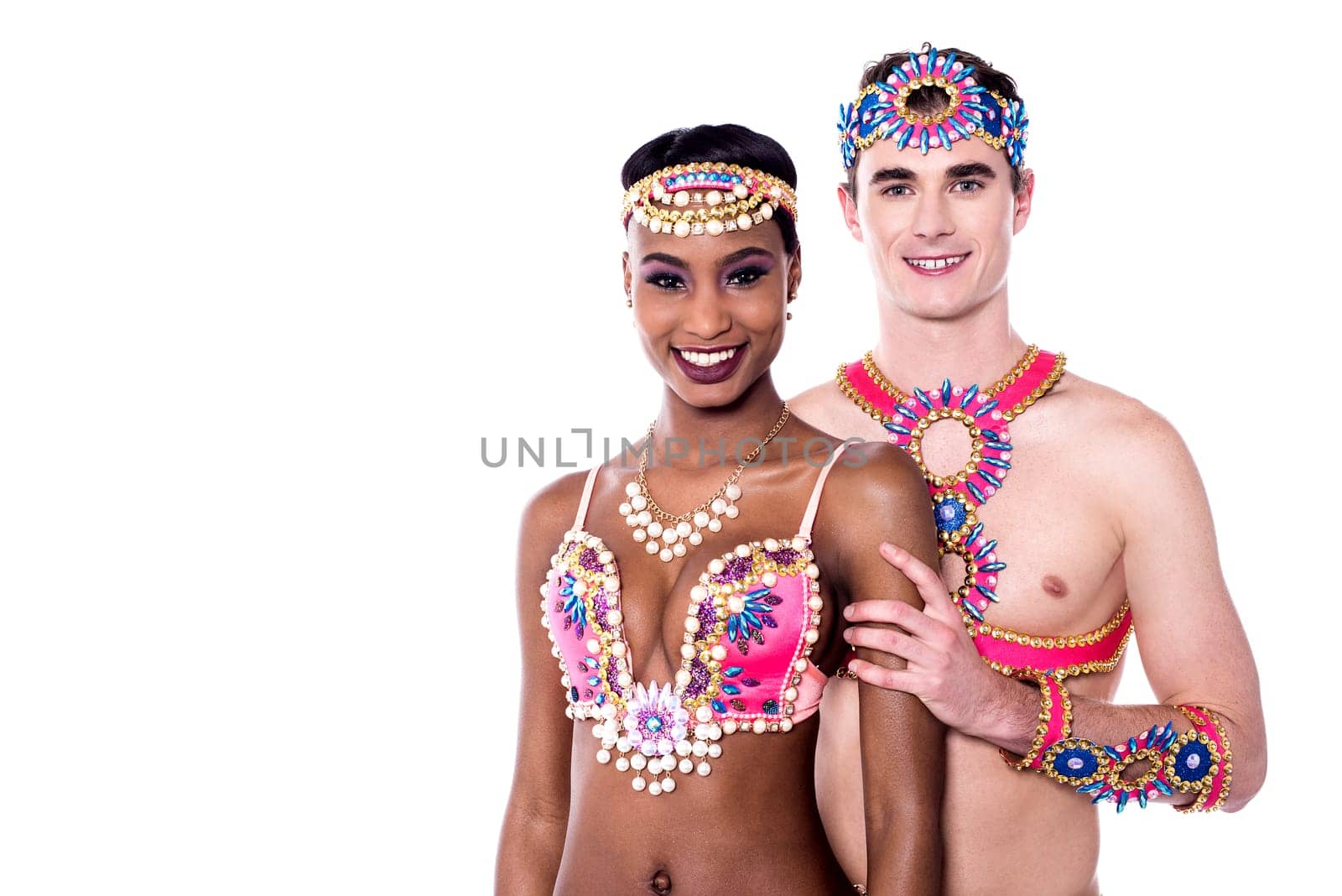 Portrait of dancing couple in pretty costume