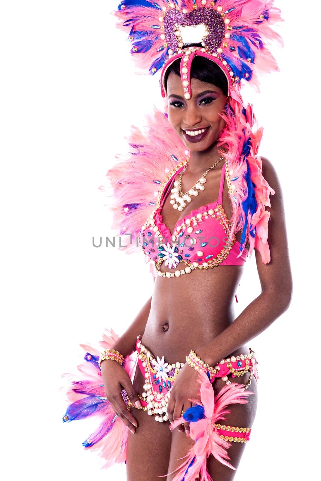 Sexy woman in a colorful carnival costume