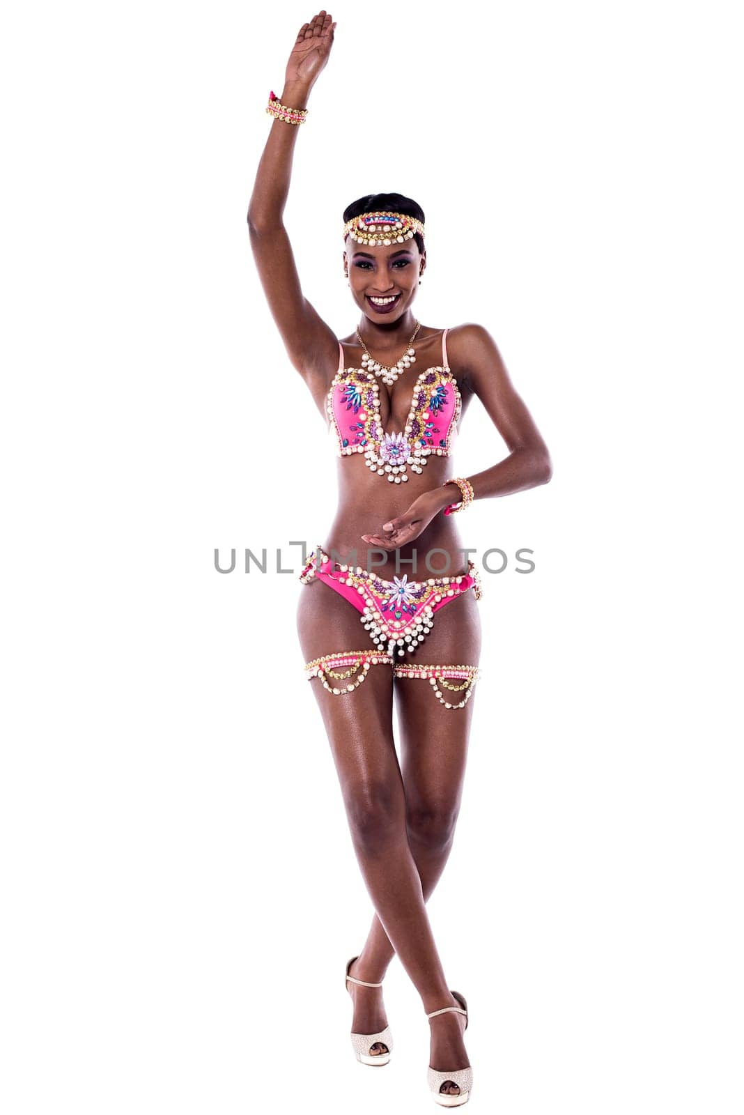 Female african samba dancer practicing dance steps