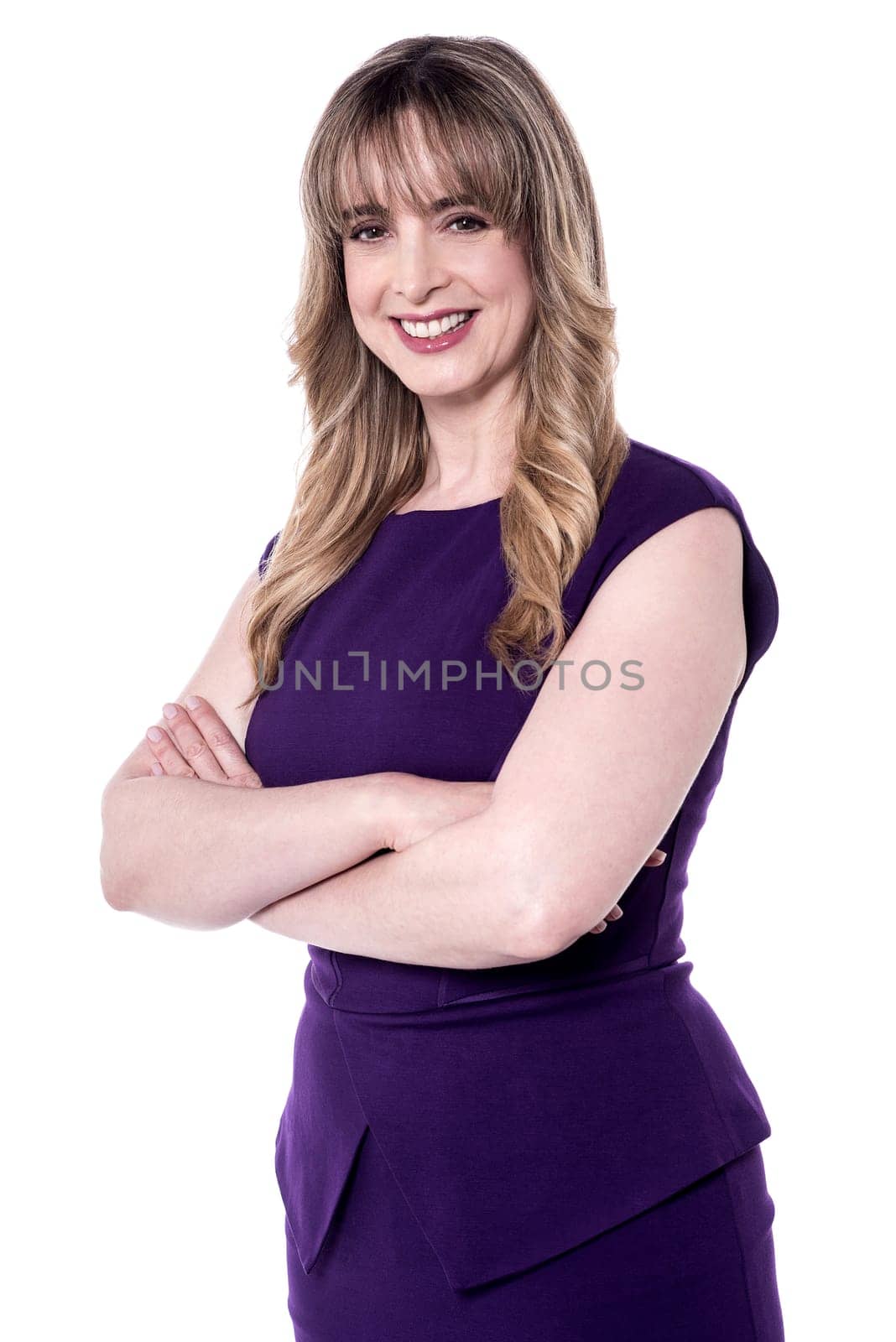 Pretty lady posing in new party dress. Looking at you