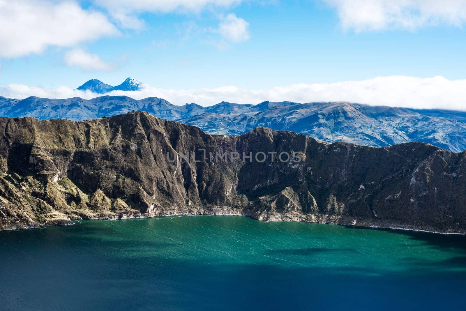 Ilinizas Volcanos under the Quilotoa lagoon, Andes. Ecuador. Ilinizas Nature Reserve. Los Ilinizas - these 2 volcanos