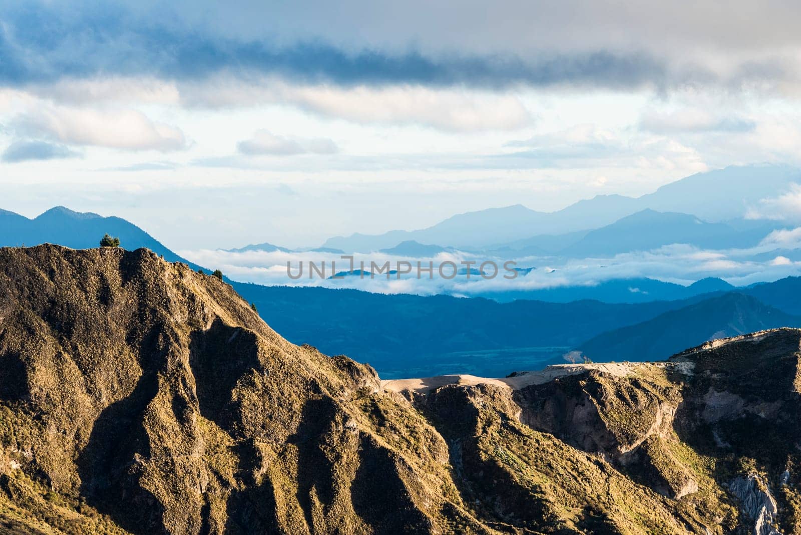Clouds on the fields of Zumbahua in Ecuadorian Altiplano. Highland Andes near Quilotoa lagoon, South America