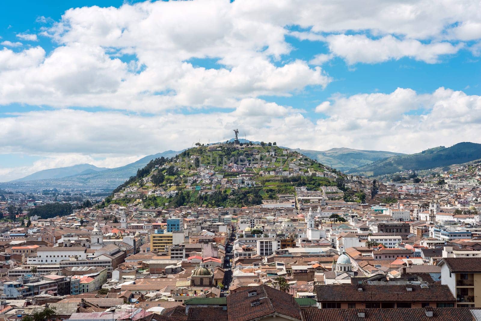 Historical center of old town Quito in northern Ecuador in the Andes mountains. Quito is the second highest capital city in the world