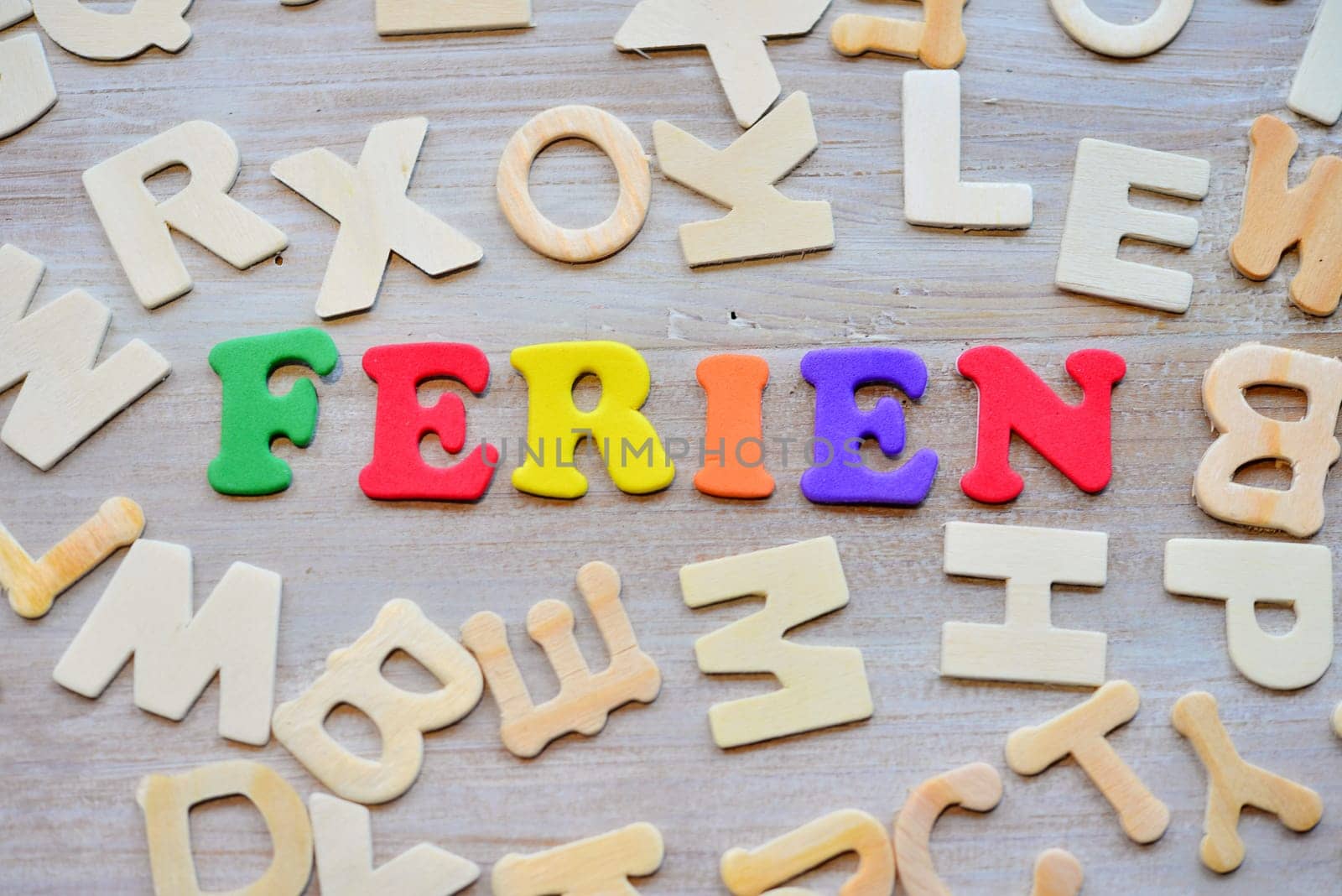 Holiday Wood Letters School Language Course