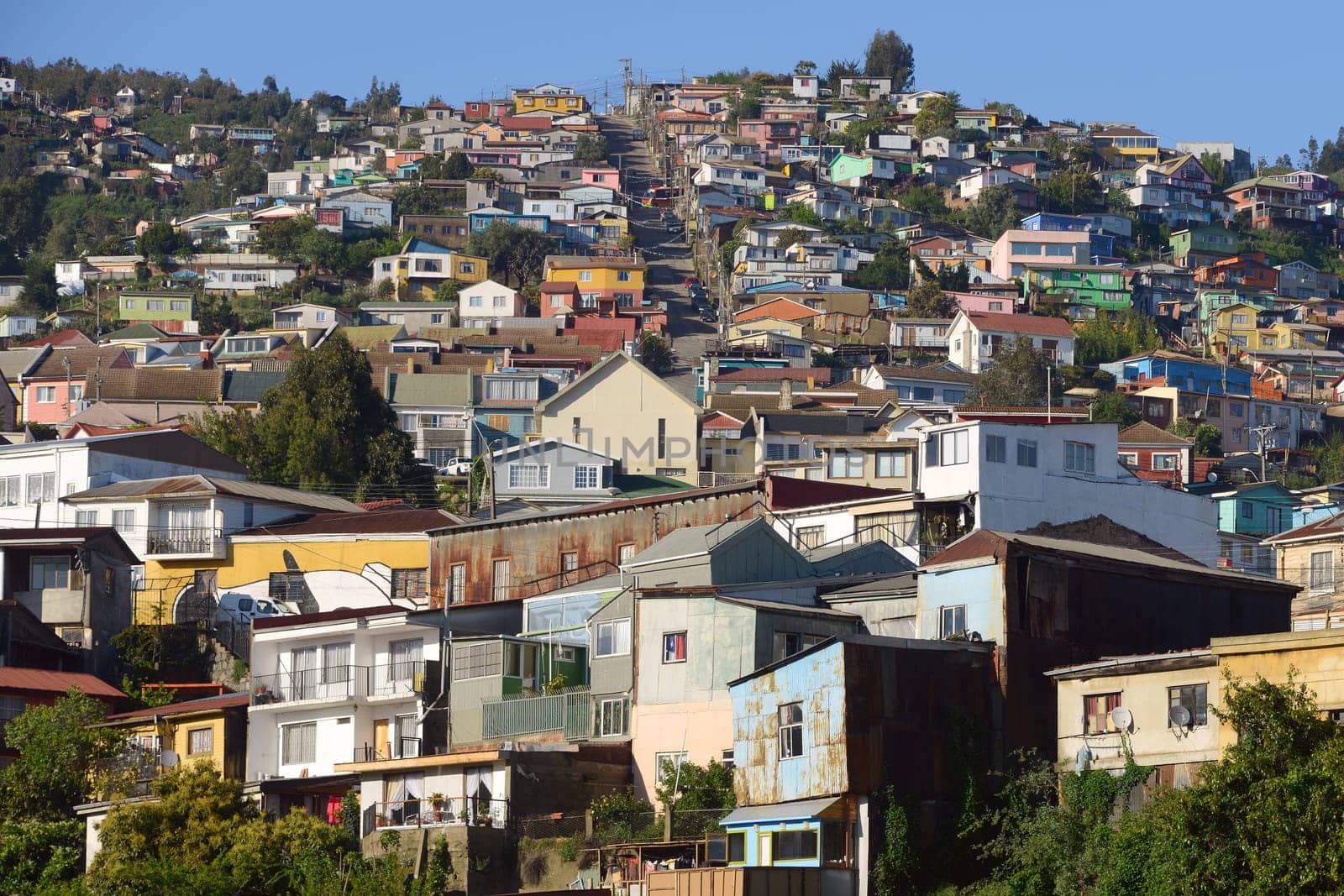 Colorful houses on a hill in Valparaiso, Chile