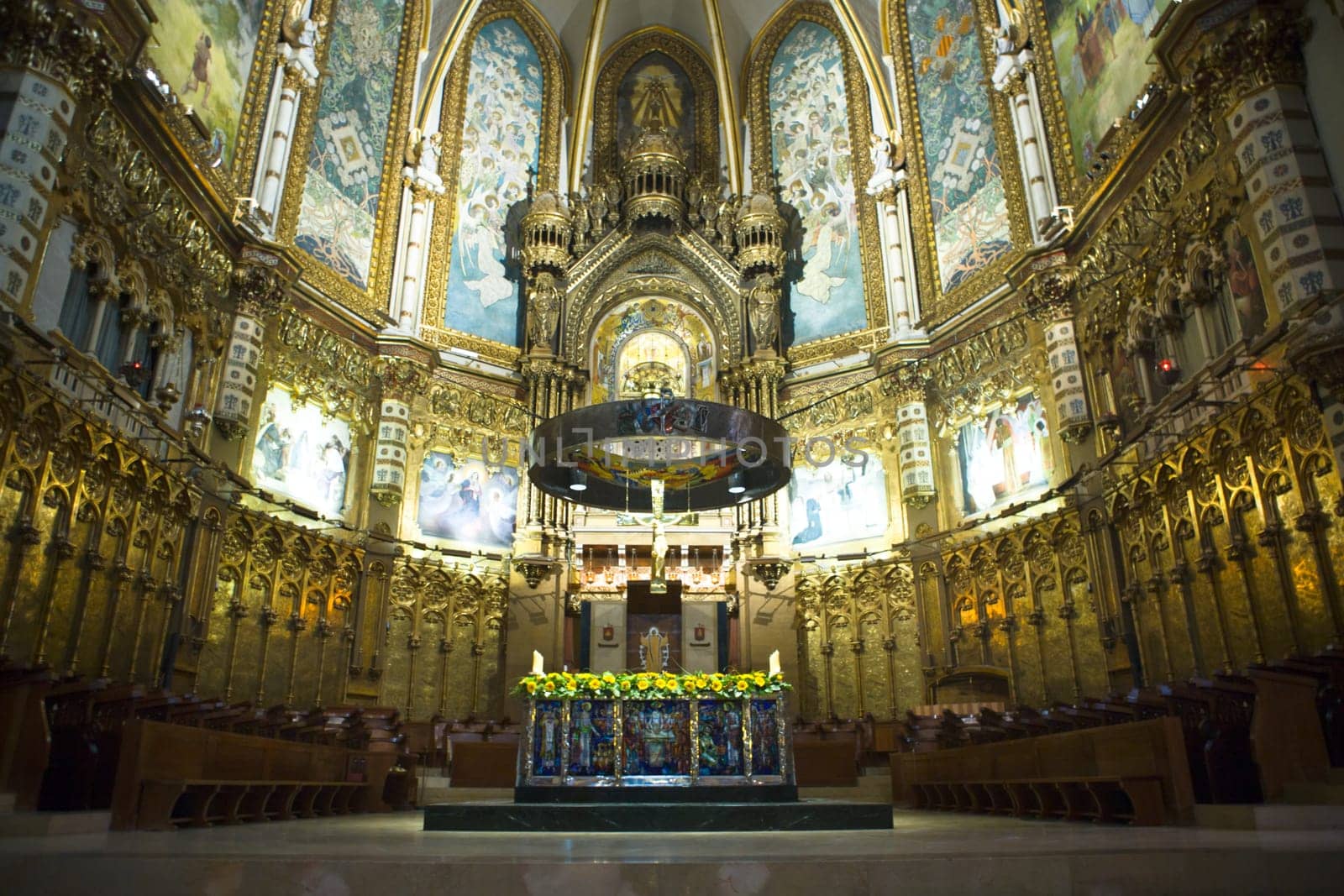 Inside the famous church dedicated to our lady at monserrat in Catalonia, Spain