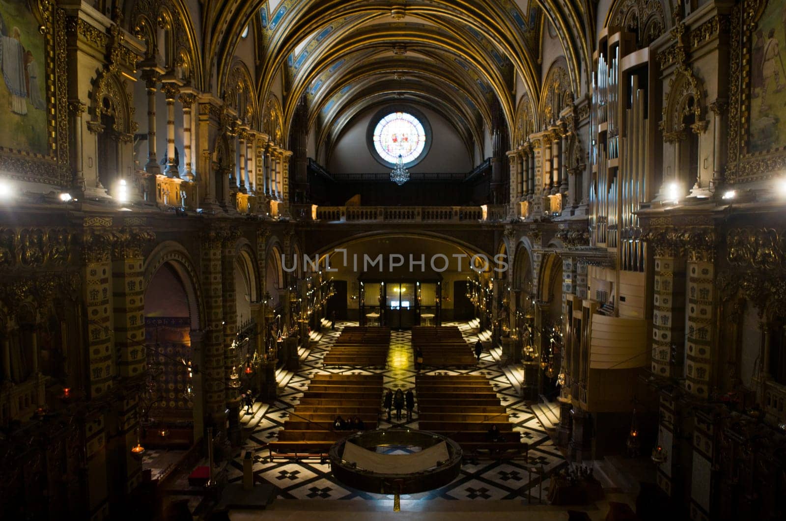 Inside the famous church dedicated to our lady at Monserrat in Catalonia, Spain