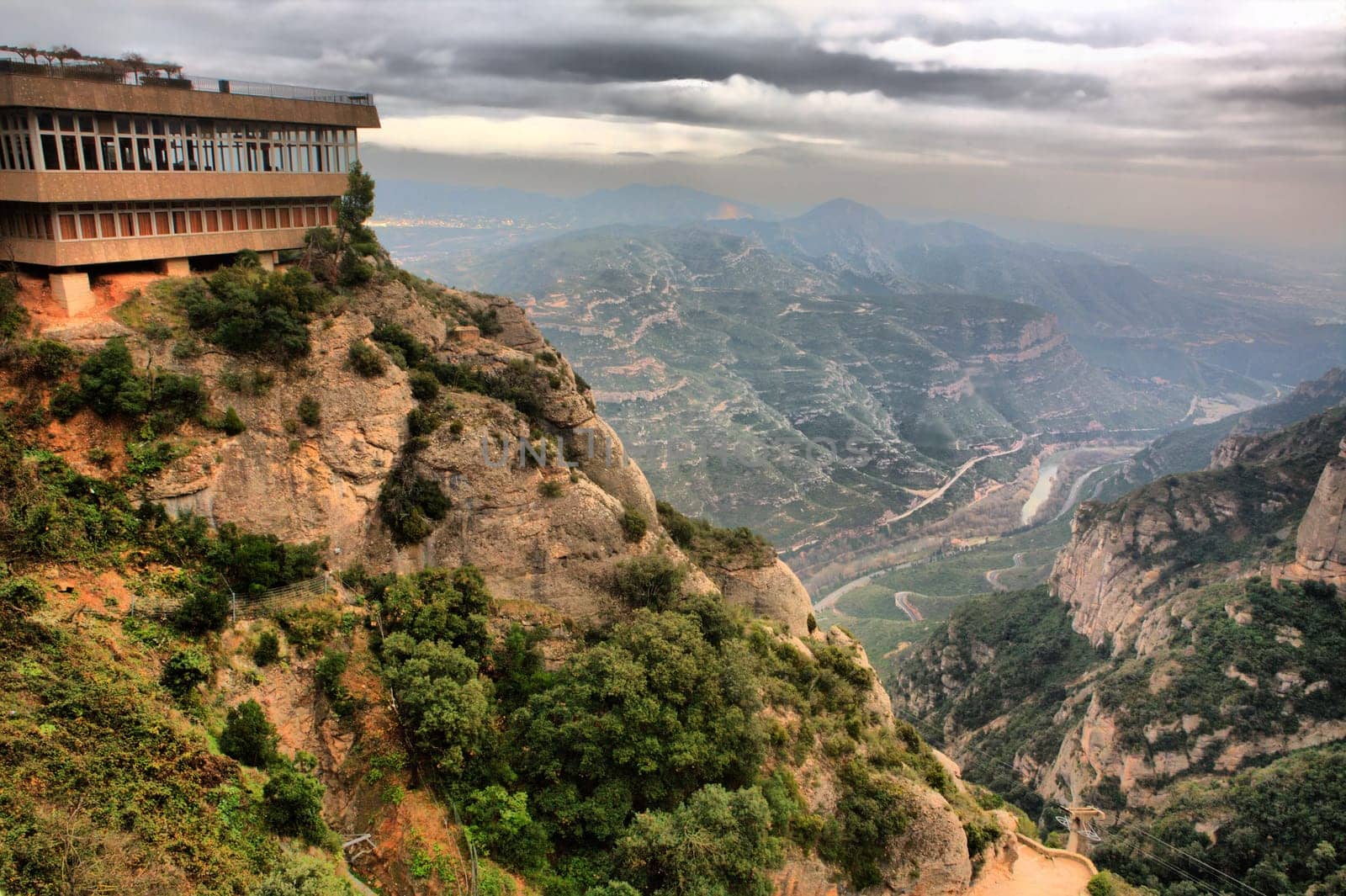 Lookout building of monastery of Montserrat, Catalonia, Spain