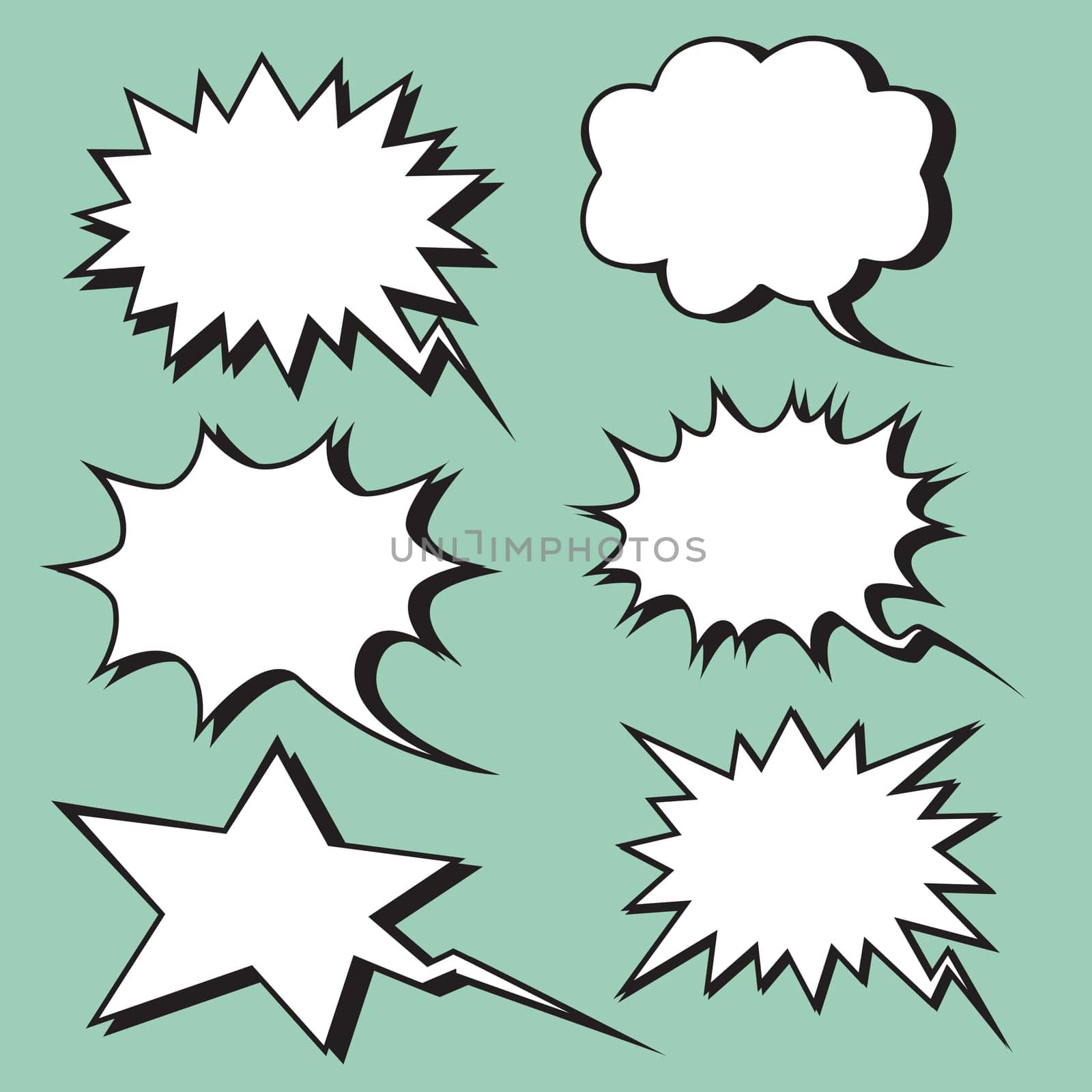 explosion expression comic bubble retro style pop art retro style. The form set for text. Cloud comic book. Frames and templates. Collection vector background