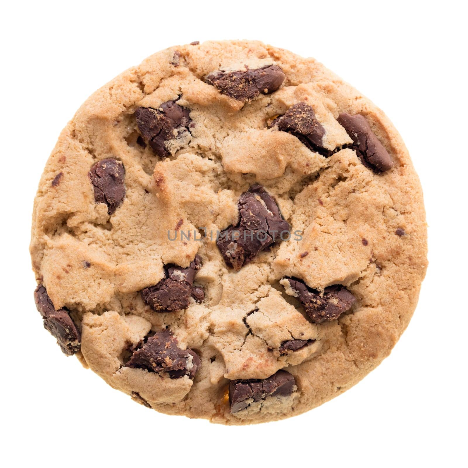 Chocolate chip cookie isolated on white background