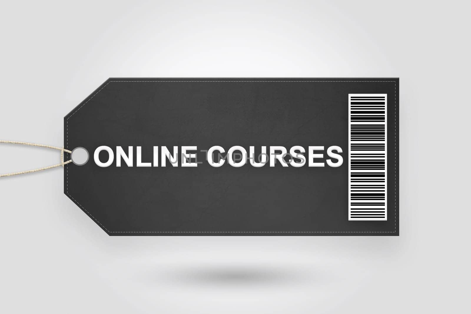 online courses price tag with barcode and grey radial gradient background